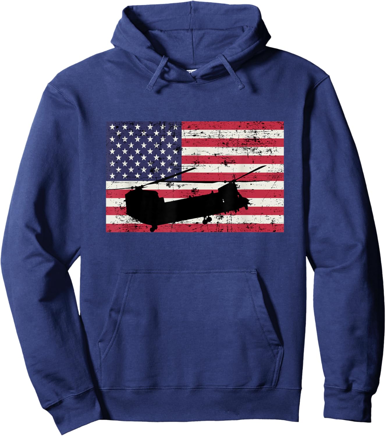 Patriotic CH-47 Chinook Helicopter American flag Hoodie - Hoodie | Navy