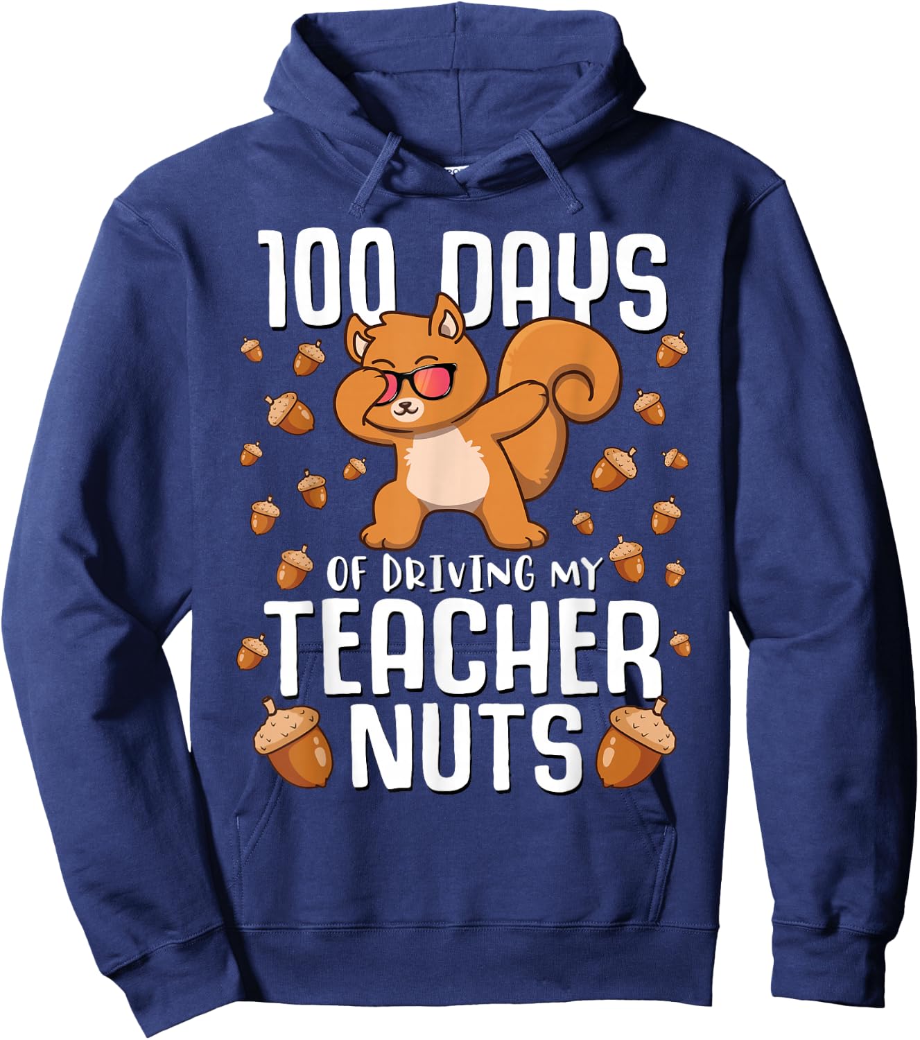 Boys 100 Days of Driving My Teacher Nuts Squirrel School Hoodie - Hoodie | Navy