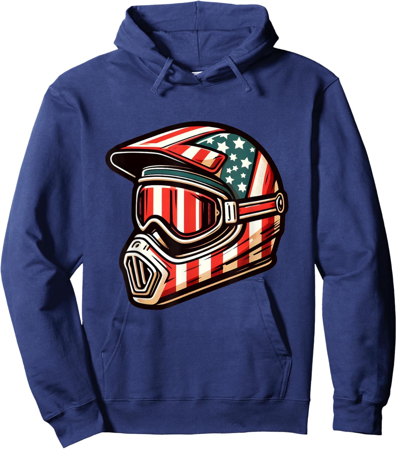 Dirt Bike American USA Flag Motocross Biker 4th of July Hoodie - Hoodie | Navy