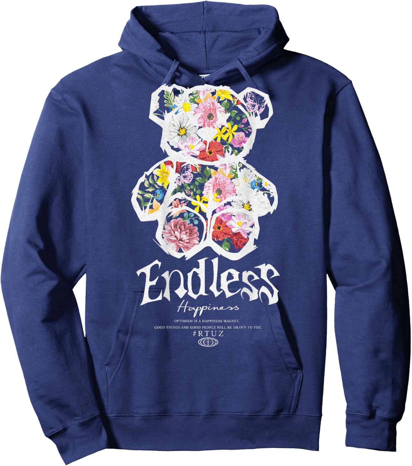 Hip Hop Vintage Edgy Urban Y2K Backprint Streetwear Teddy Hoodie - Hoodie | Navy