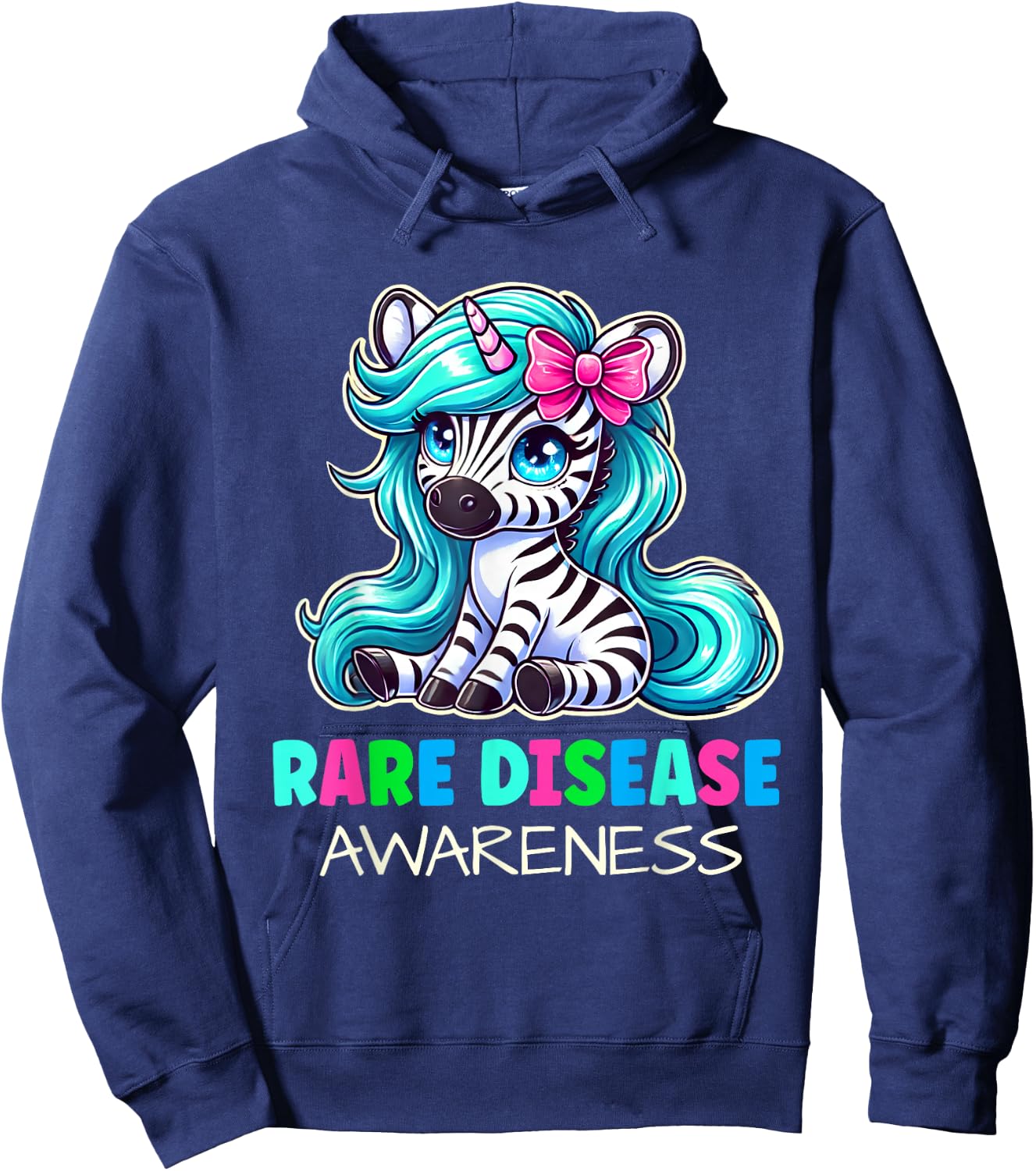 Rare Disease Awareness Zabra Ribbon Rare Disease Day Kids Hoodie - Hoodie | Navy
