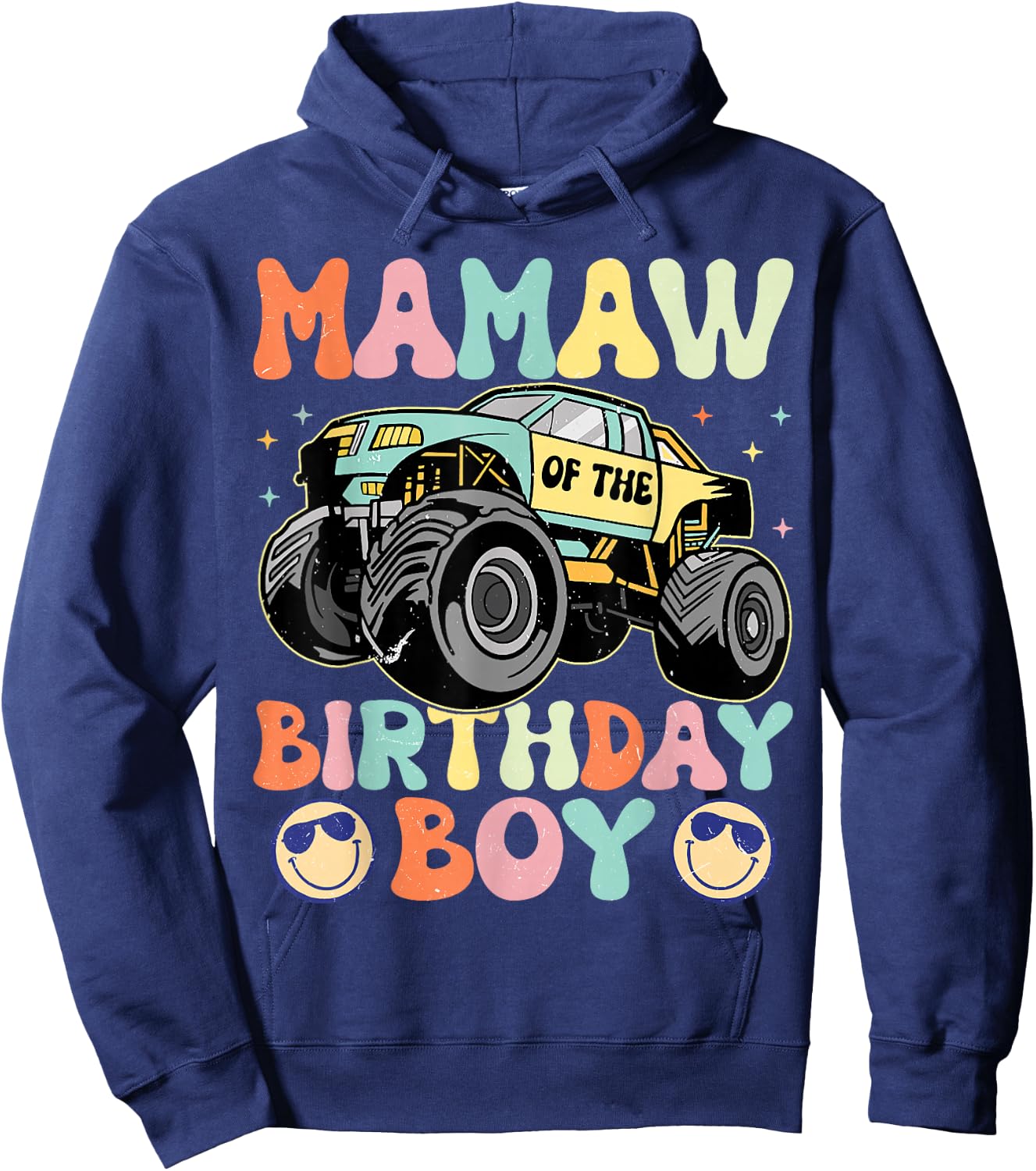 Monster Truck Mamaw Of The Birthday Boy Matching Family Hoodie - Hoodie | Navy