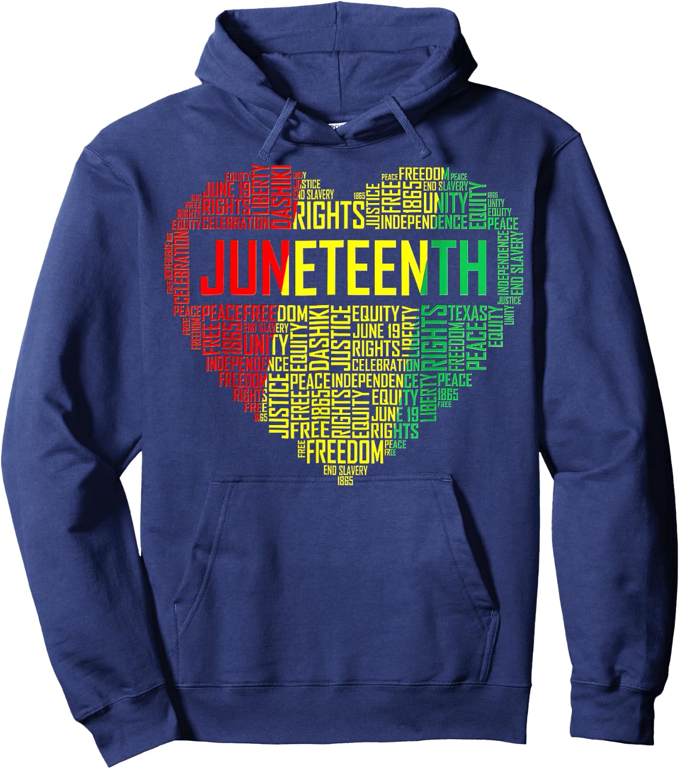 Juneteenth Heart Black Pride Freedom Day 1865 June 19th Hoodie - Hoodie | Navy