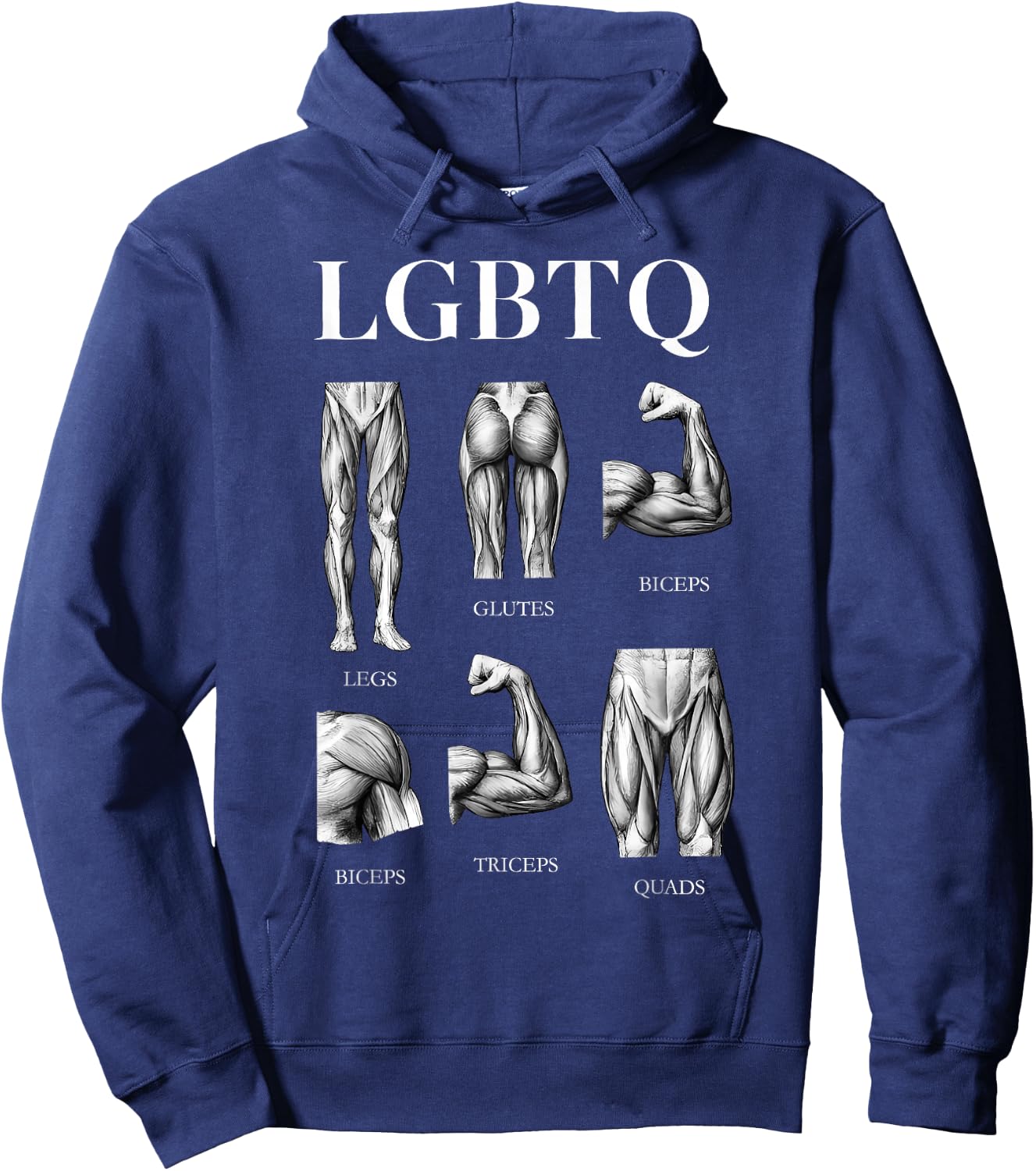 LGBTQ Legs Glutes Biceps Triceps Quads Gym Hoodie - Hoodie | Navy