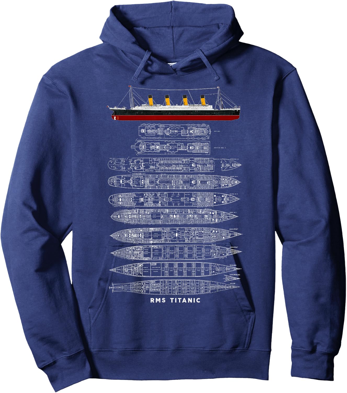 Titanic 1912 Sinking Ship Vintage Collection - Erwachsene , Schwarz, S, Kurzarm, Retro, Vintage, Collectible, Themed, 1912 Hoodie - Hoodie | Navy