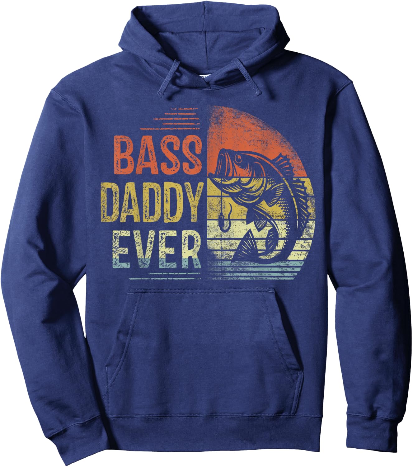 Bass Daddy Ever Fishing Gifts Daddy Birthday Vintage Hoodie - Hoodie | Navy