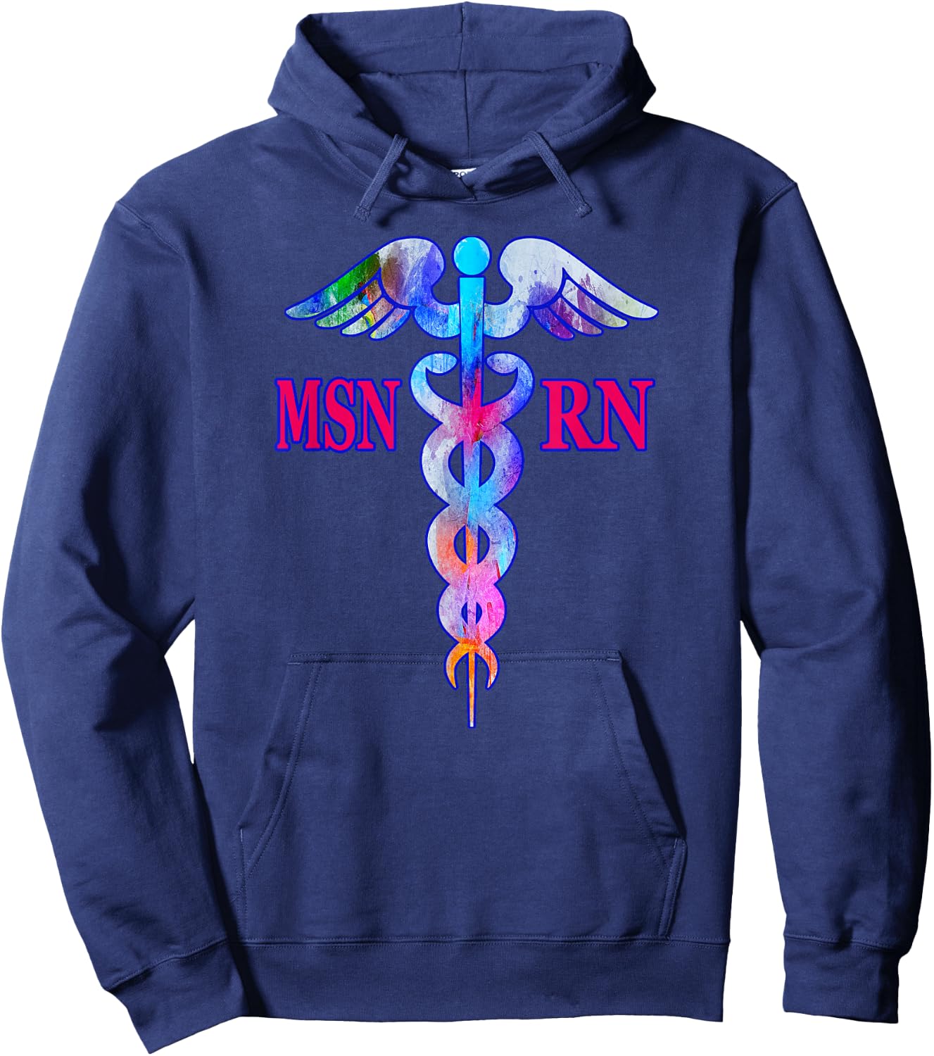 MSN Registered Nurse RN Caduceus Nursing Emblem Graphic Role Hoodie - Hoodie | Navy