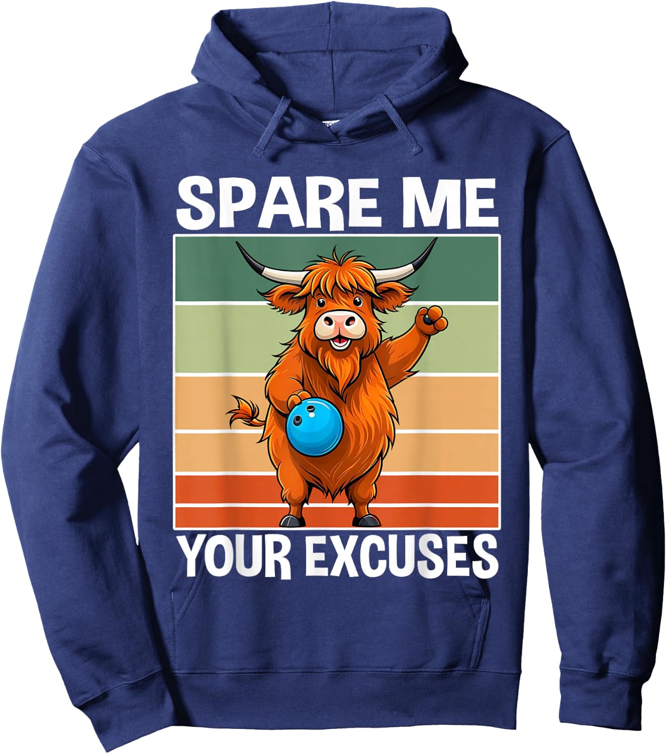 Cow Bowling Crew Bowler No Exuces Animal Bowling Hoodie - Hoodie | Navy