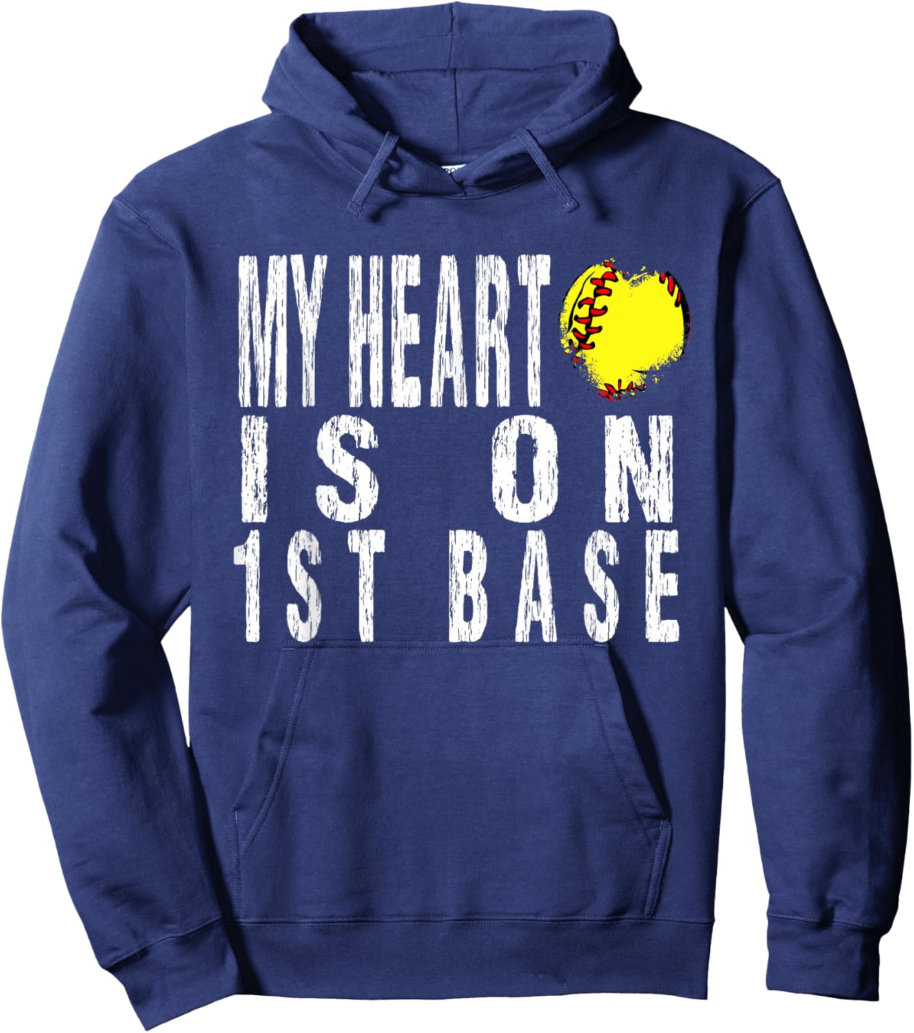 My Heart is on 1st Base Baseball Softball Life Mom Leopard Hoodie - Hoodie | Navy