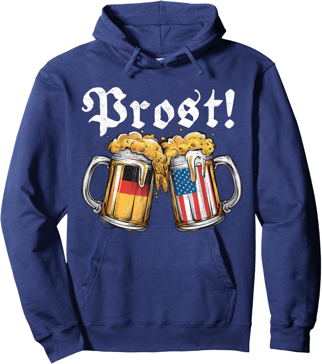 Prost Beer German American Flag T shirt Oktoberfest Men Mug Hoodie - Hoodie | Navy