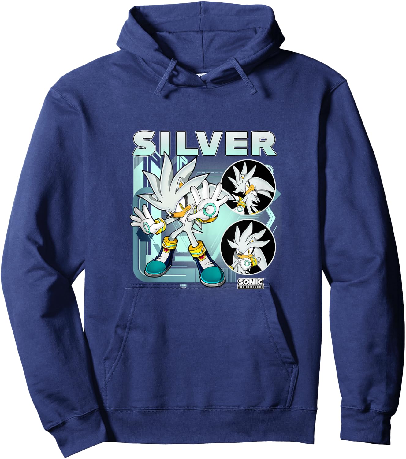 Sonic The Hedgehog Silver Multi Pose Poster Hoodie - Hoodie | Navy