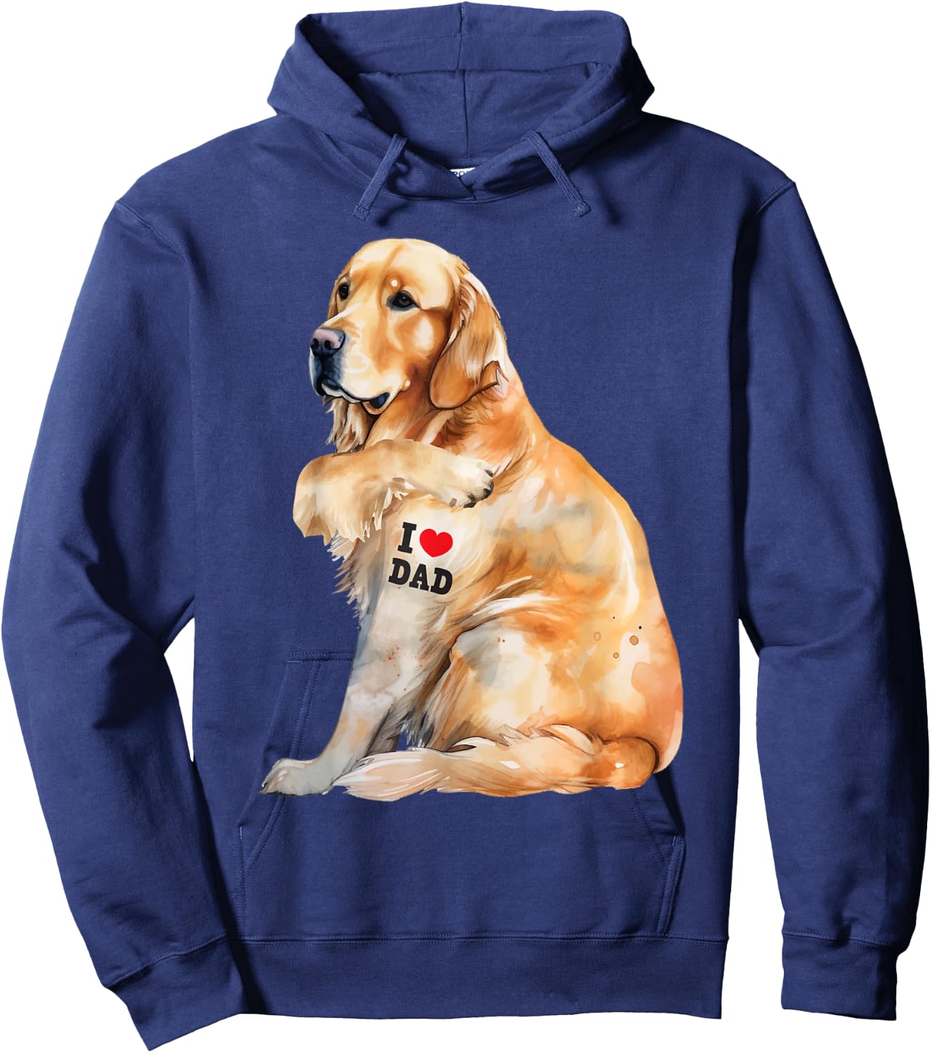 I Love Dad - Patriotic Golden Retriever Canine Dog Lover Kids Men Hoodie - Hoodie | Navy