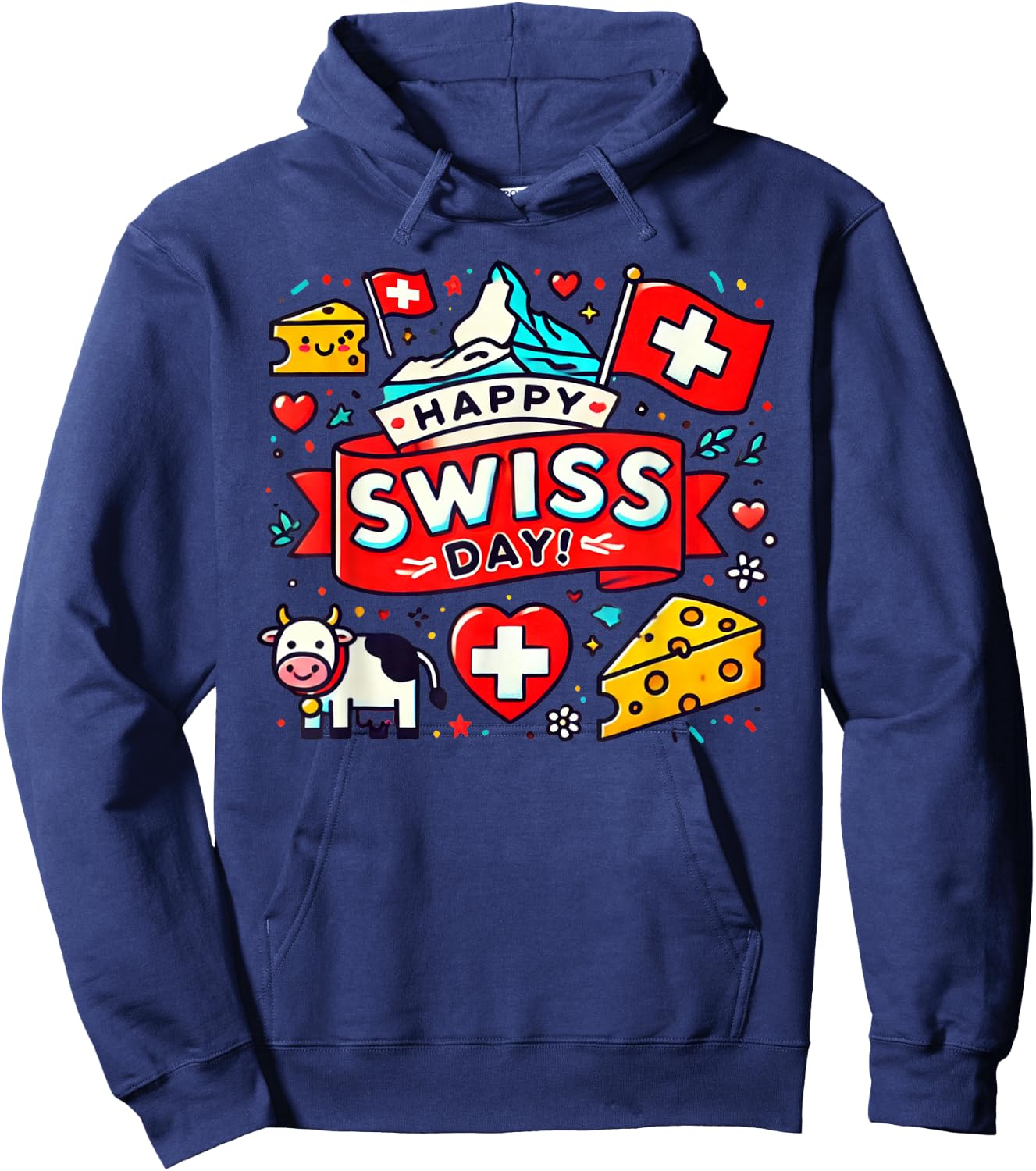 Happy Swiss Day Switzerland National Day Swiss Flag Hoodie - Hoodie | Navy