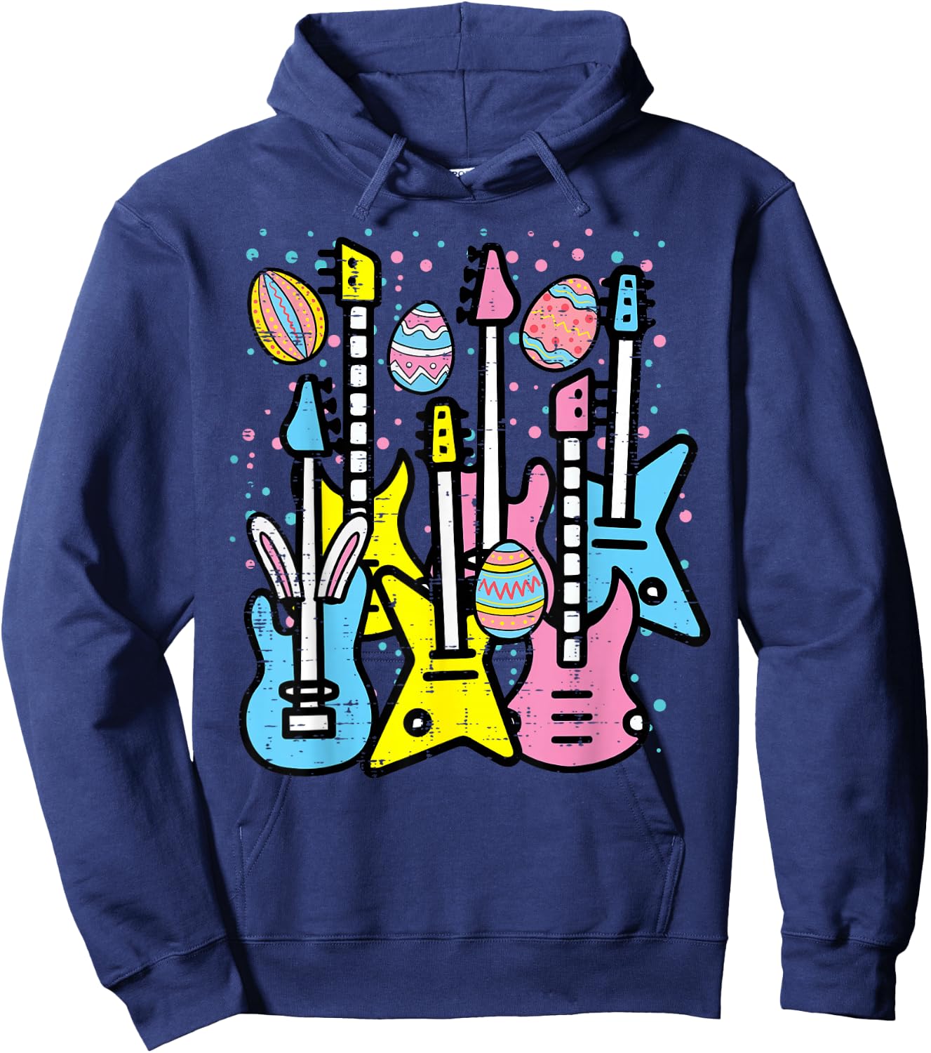 Easter Rocker Guitars Rock Music Men Boys Kids Teens Youth Hoodie - Hoodie | Navy