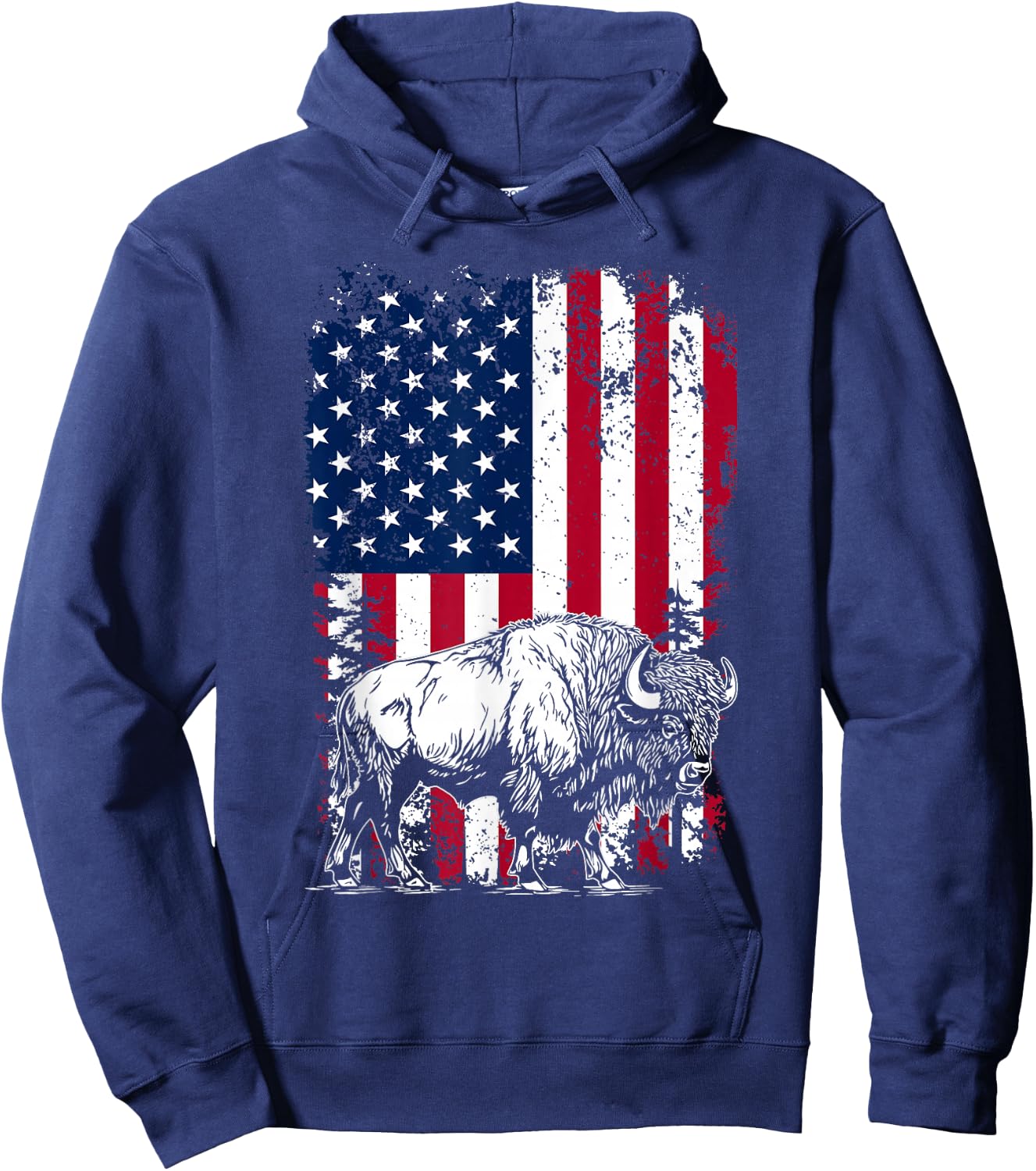 Bison US Flag - USA American Flag 4th Of July Fourth Hoodie - Hoodie | Navy