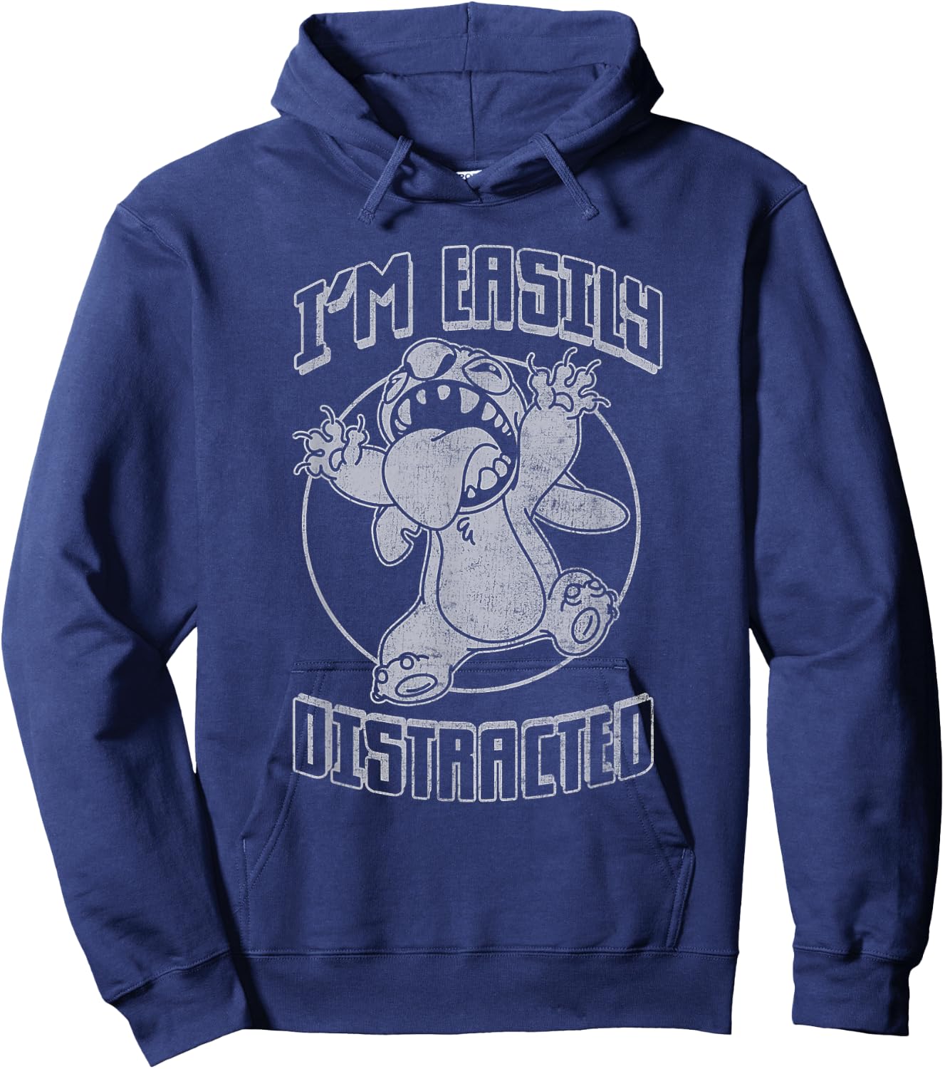 Disney Lilo & Stitch I'm Easily Distracted Vintage Stitch Hoodie - Hoodie | Navy