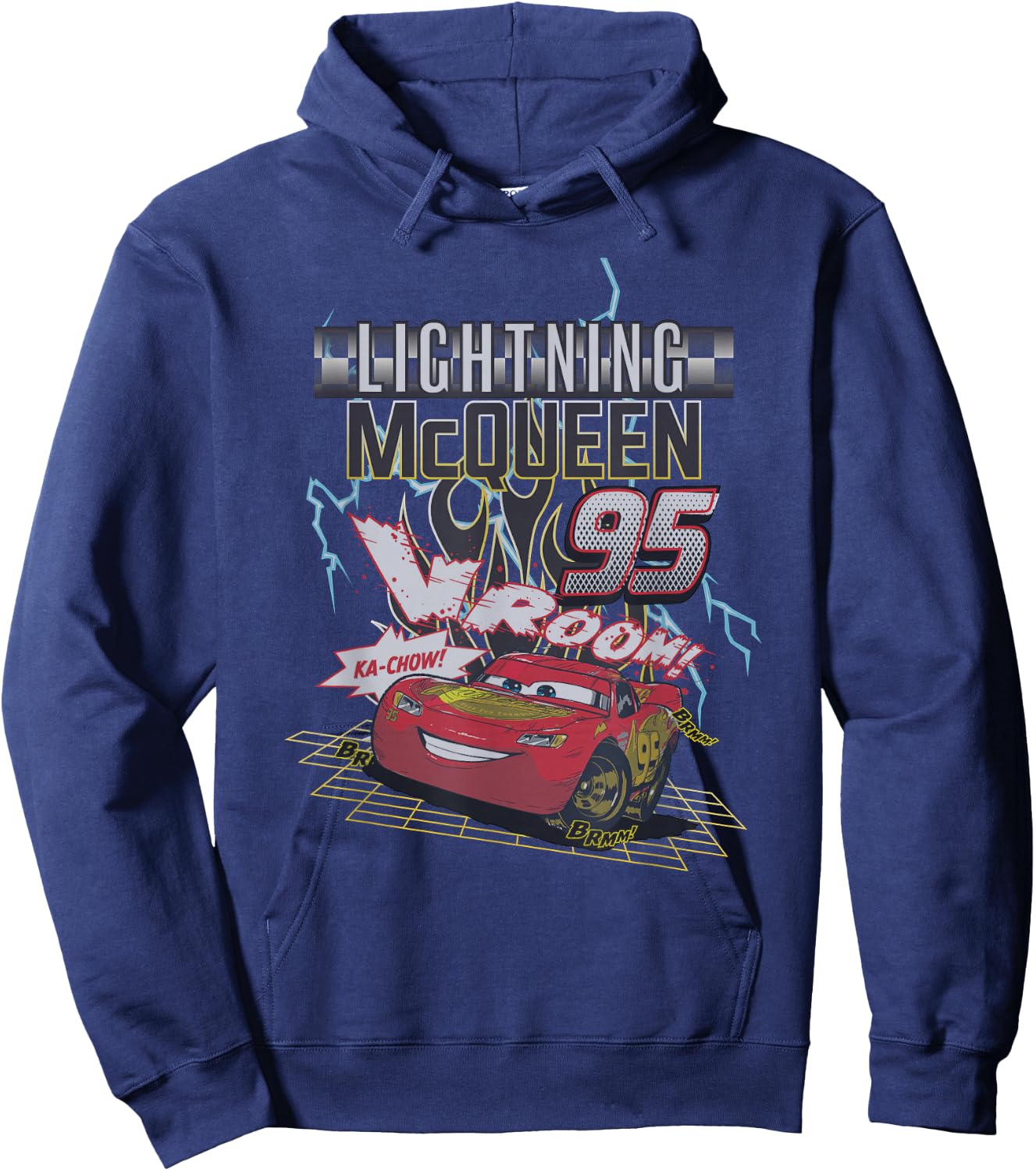 Disney Pixar Cars 2 Lighting Mc Queen 95 Distressed Portrait Hoodie - Hoodie | Navy