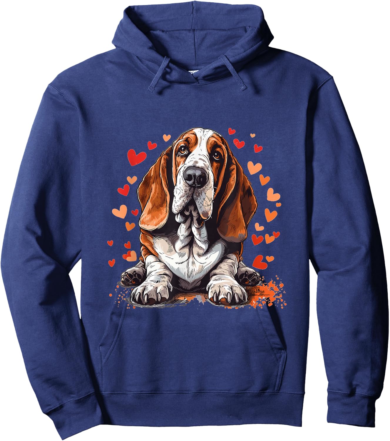 Basset Hound with Hearts Dog Breed Graphic Hoodie - Hoodie | Navy