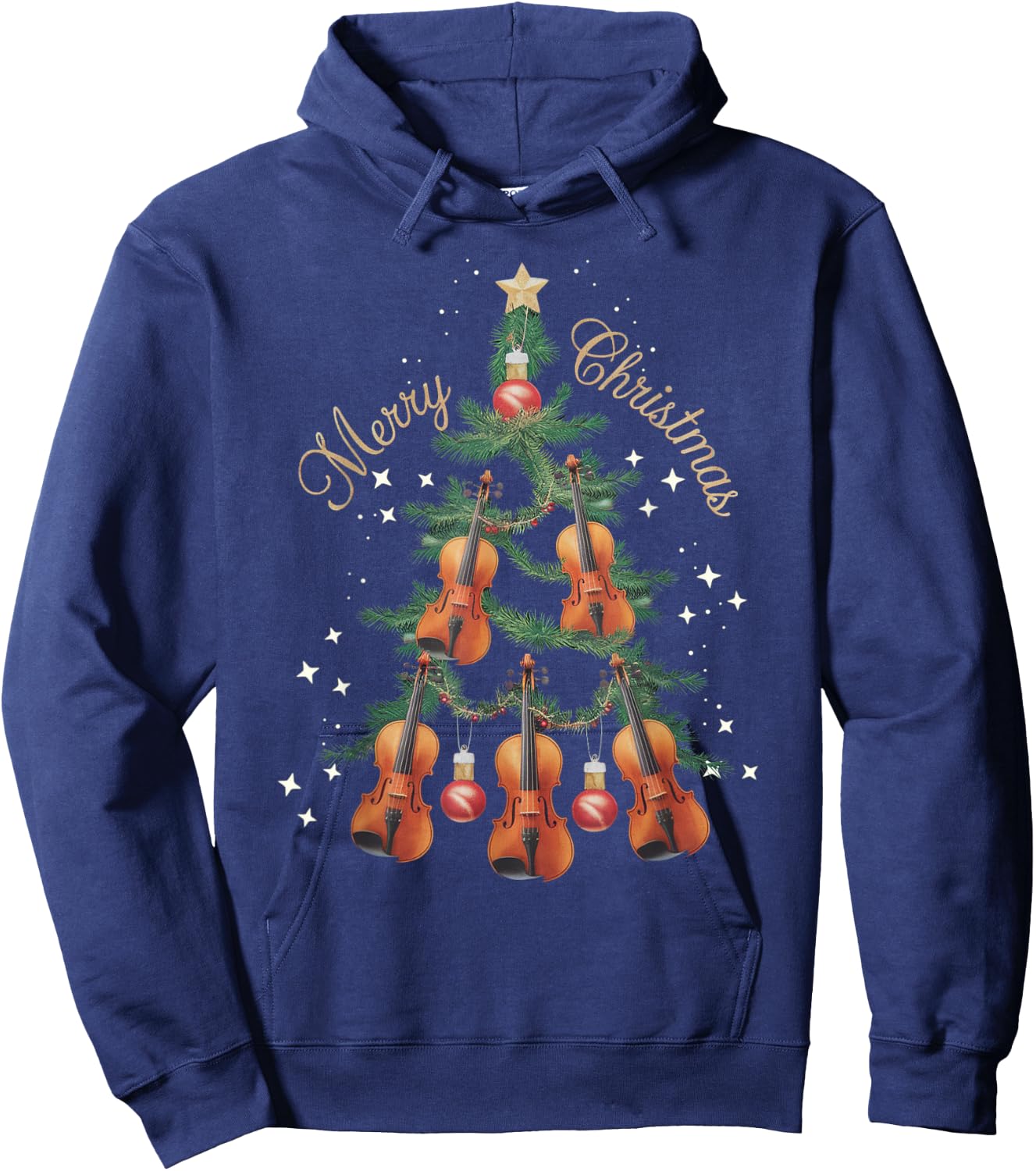 Violin Xmas Tree Violins Christmas Tree Merry Christmas Hoodie - Hoodie | Navy
