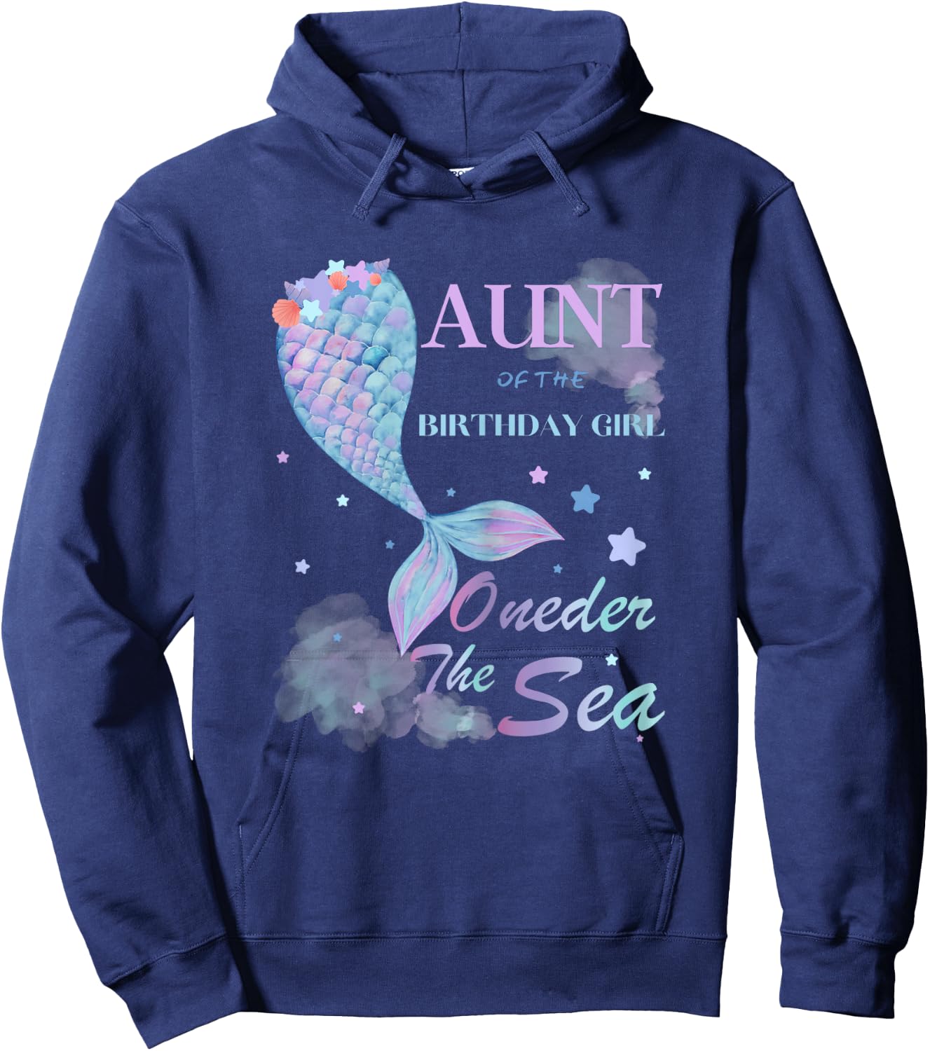 Aunt 1st Birthday Mermaid Oneder The Sea Family Matching Hoodie - Hoodie | Navy