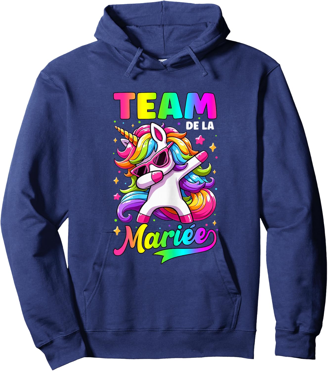 Funny Team Bride Evjf Femme Future Mariée Licorne , Black, Female X-Small Hoodie - Hoodie | Navy