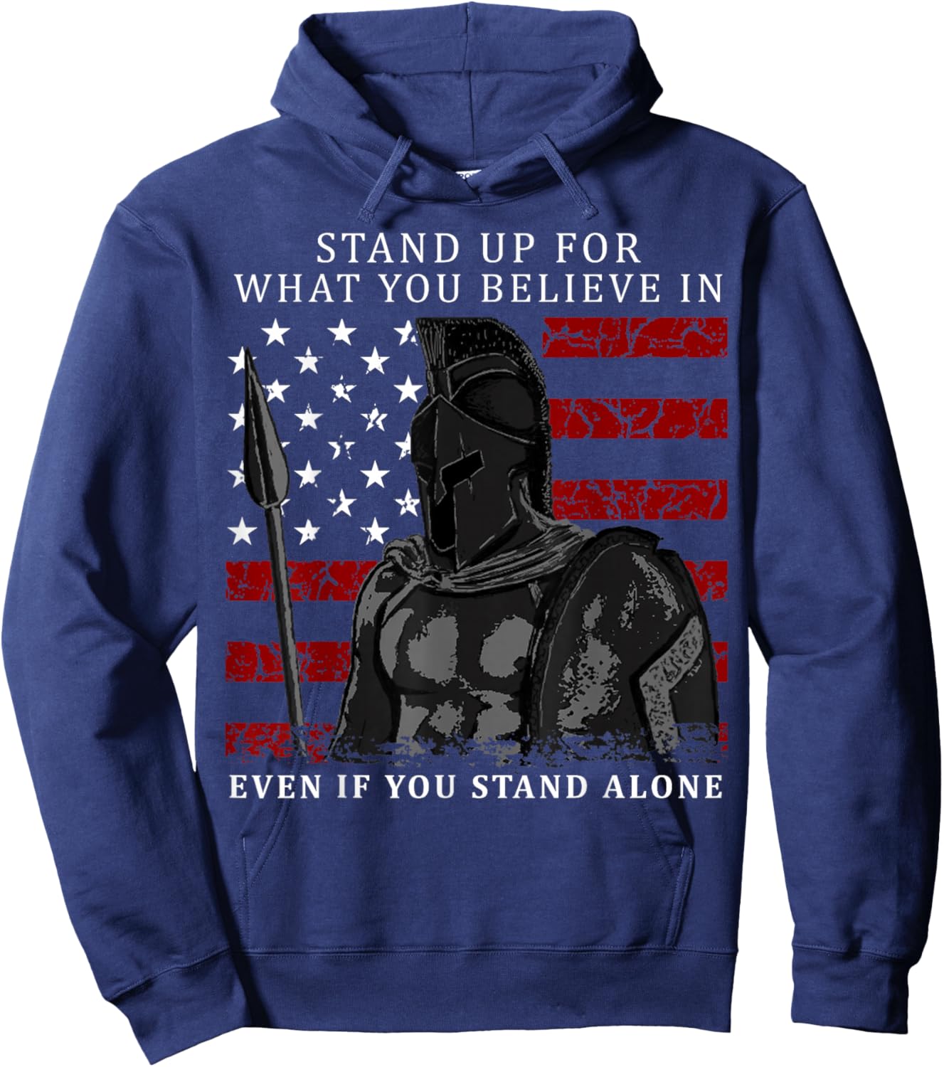 Spartan Warrior American Flag Hoodie - Hoodie | Navy
