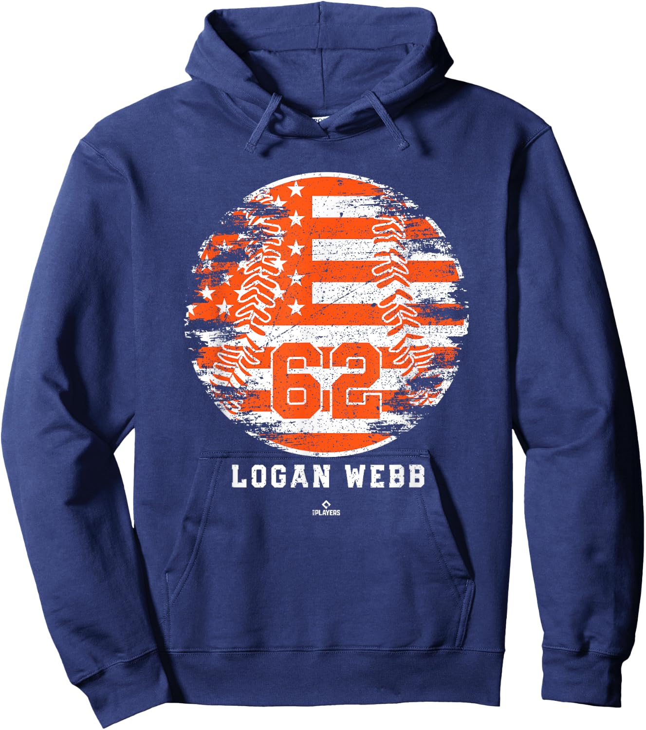 Vintage Baseball Flag Logan Webb San Francisco MLBPA Hoodie - Hoodie | Navy