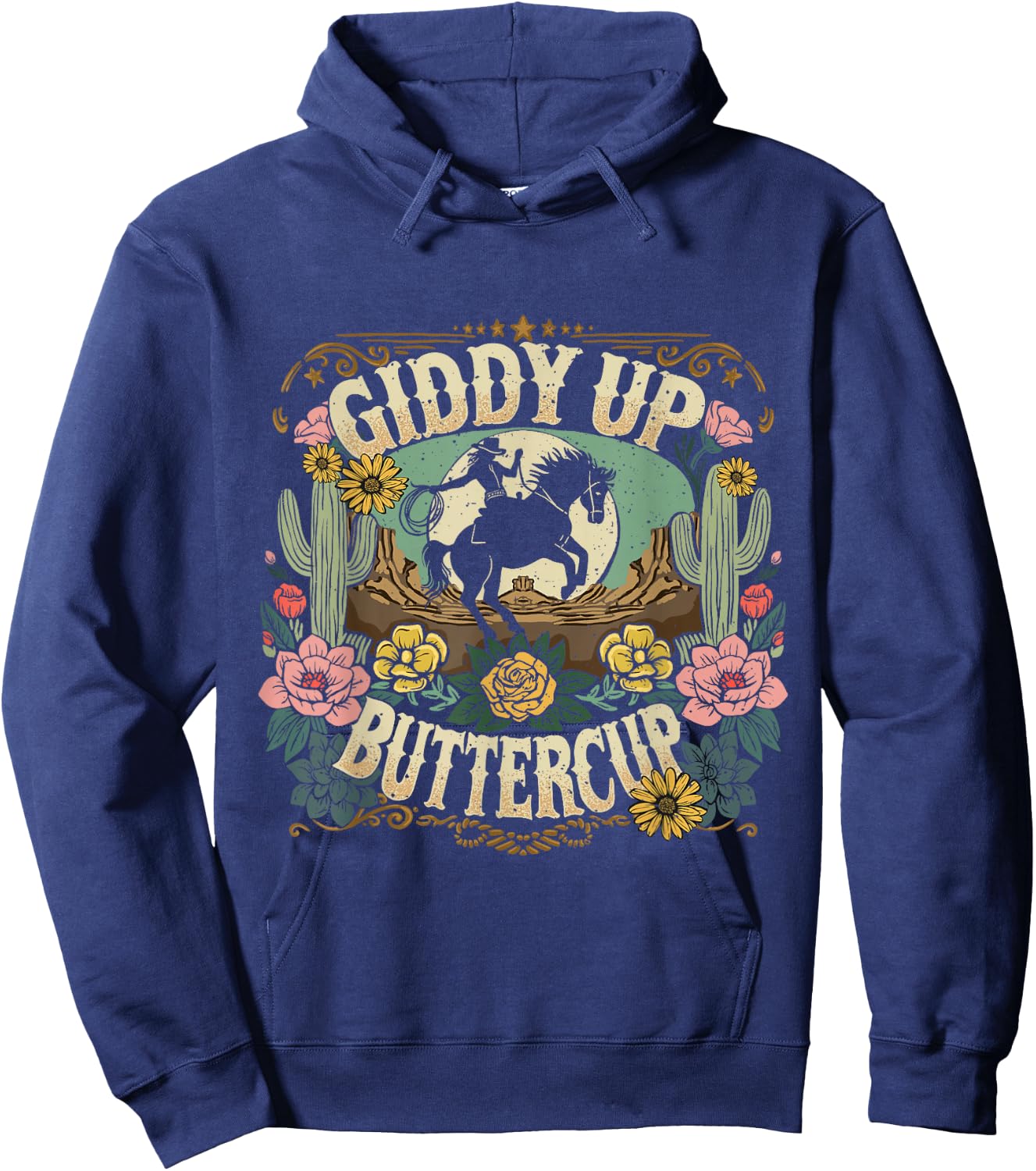 Giddy Up Buttercup Country Western, Rustic Rodeo Wear women Hoodie - Hoodie | Navy