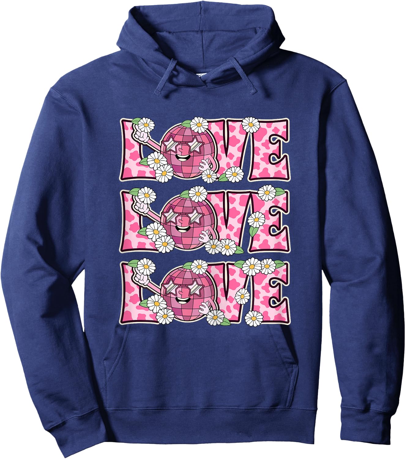 Love Disco Outfit Women Teen Girl 70s Costume Cute 70s Disco Hoodie - Hoodie | Navy