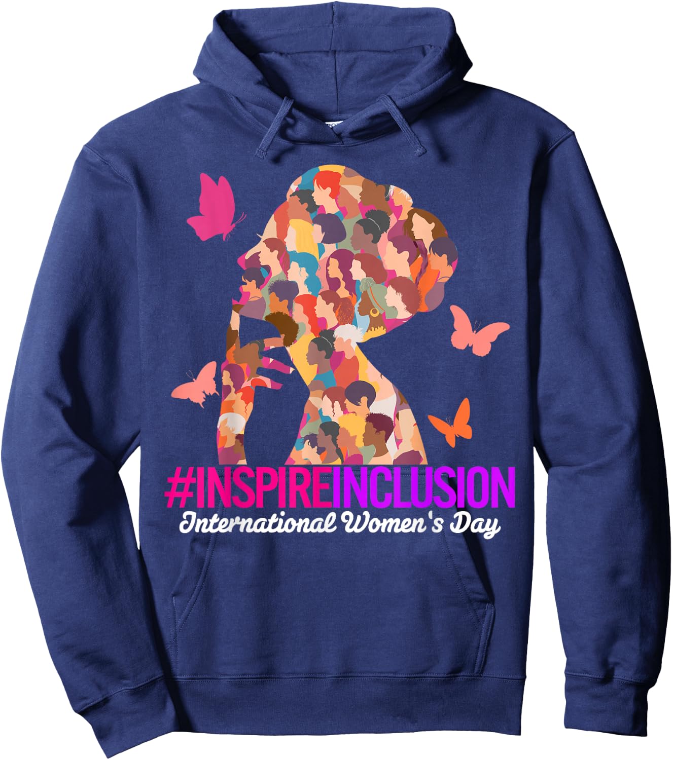 Inspire Inclusion International Women's Day 2025 Girl Women Hoodie - Hoodie | Navy