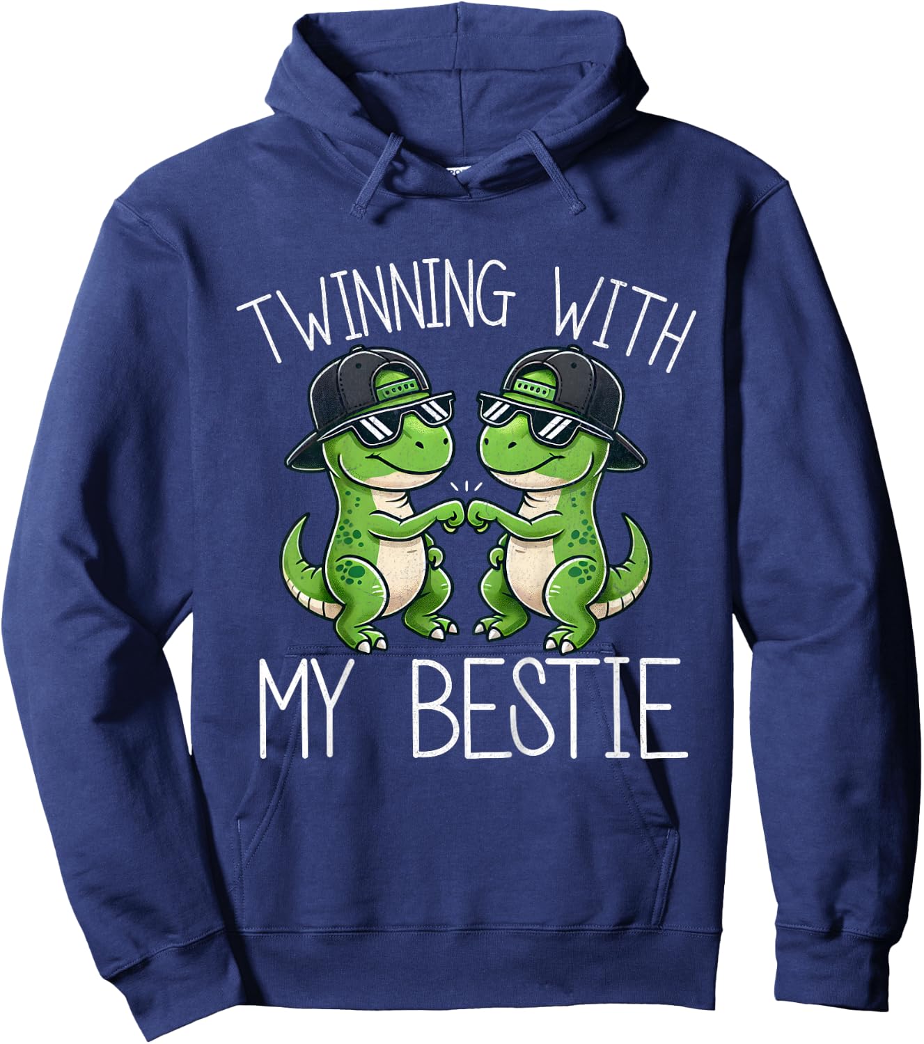 Kids Best Friend Twin Boys T Rex Dinosaur Twinning With My Bestie Hoodie - Hoodie | Navy