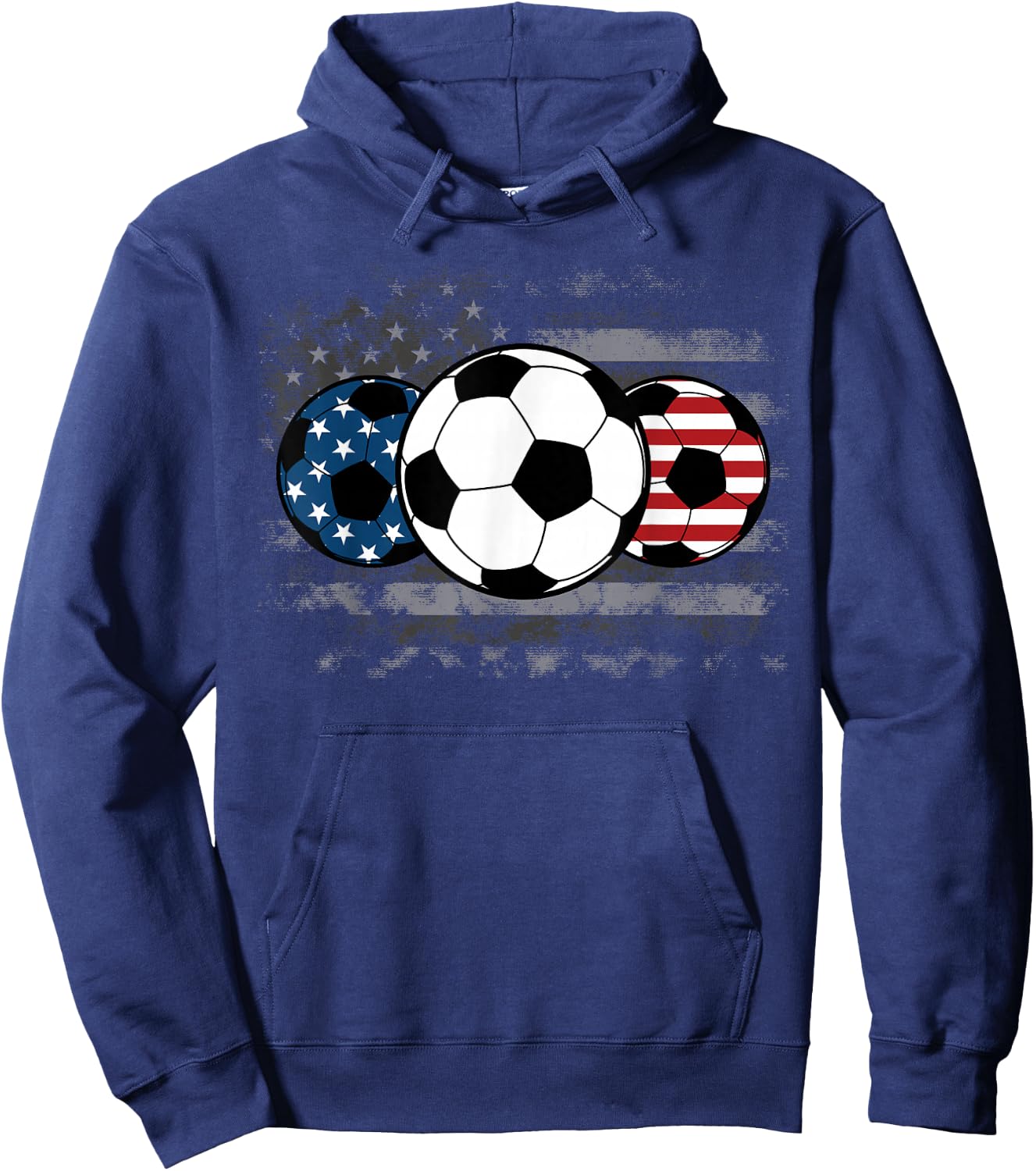 Soccer Red White Blue American Flag 4th of July Hoodie - Hoodie | Navy