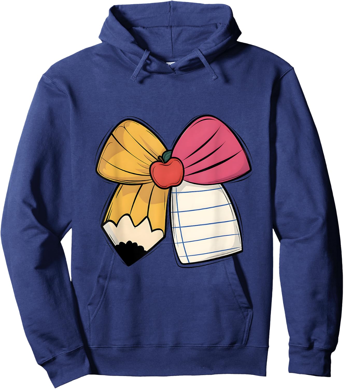 Coquette Bow Pencil Paper Back To School Teacher Student Hoodie - Hoodie | Navy