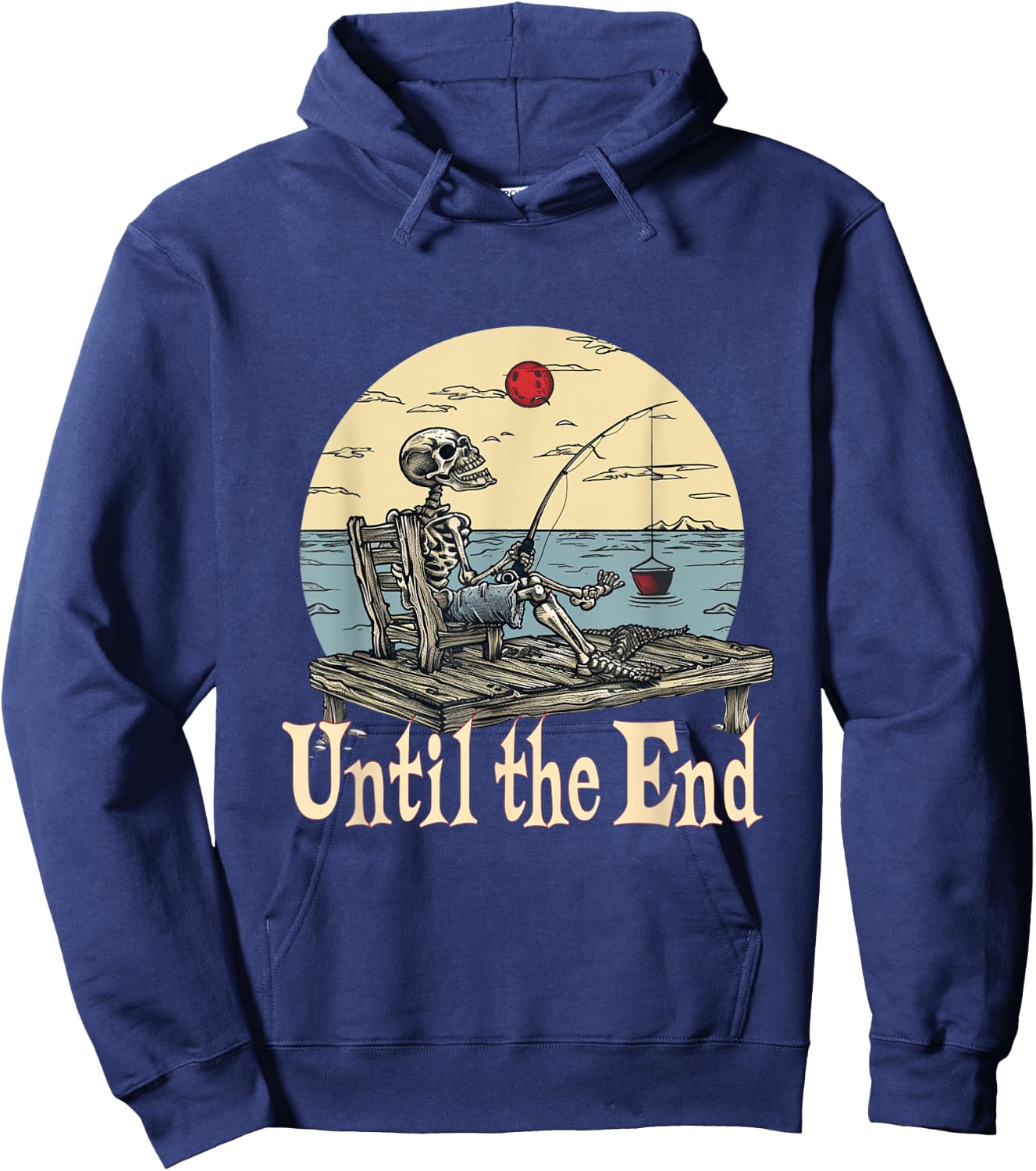 Skelett Angeln bis zum Ende Lustiger Fischer Hoodie - Hoodie | Navy