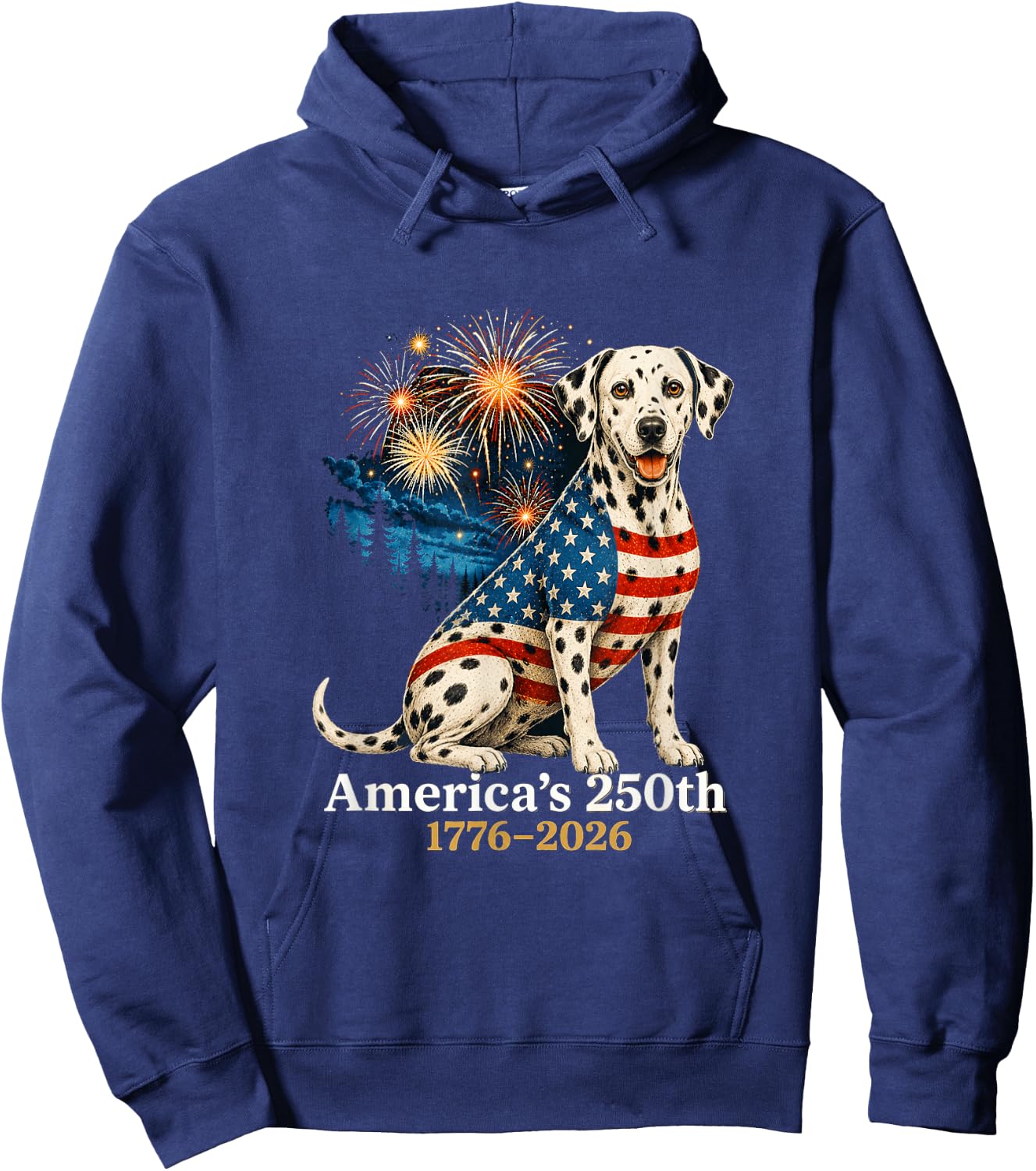 Funny Dalmatian 4th of July 250 Years American Anniversary Hoodie - Hoodie | Navy