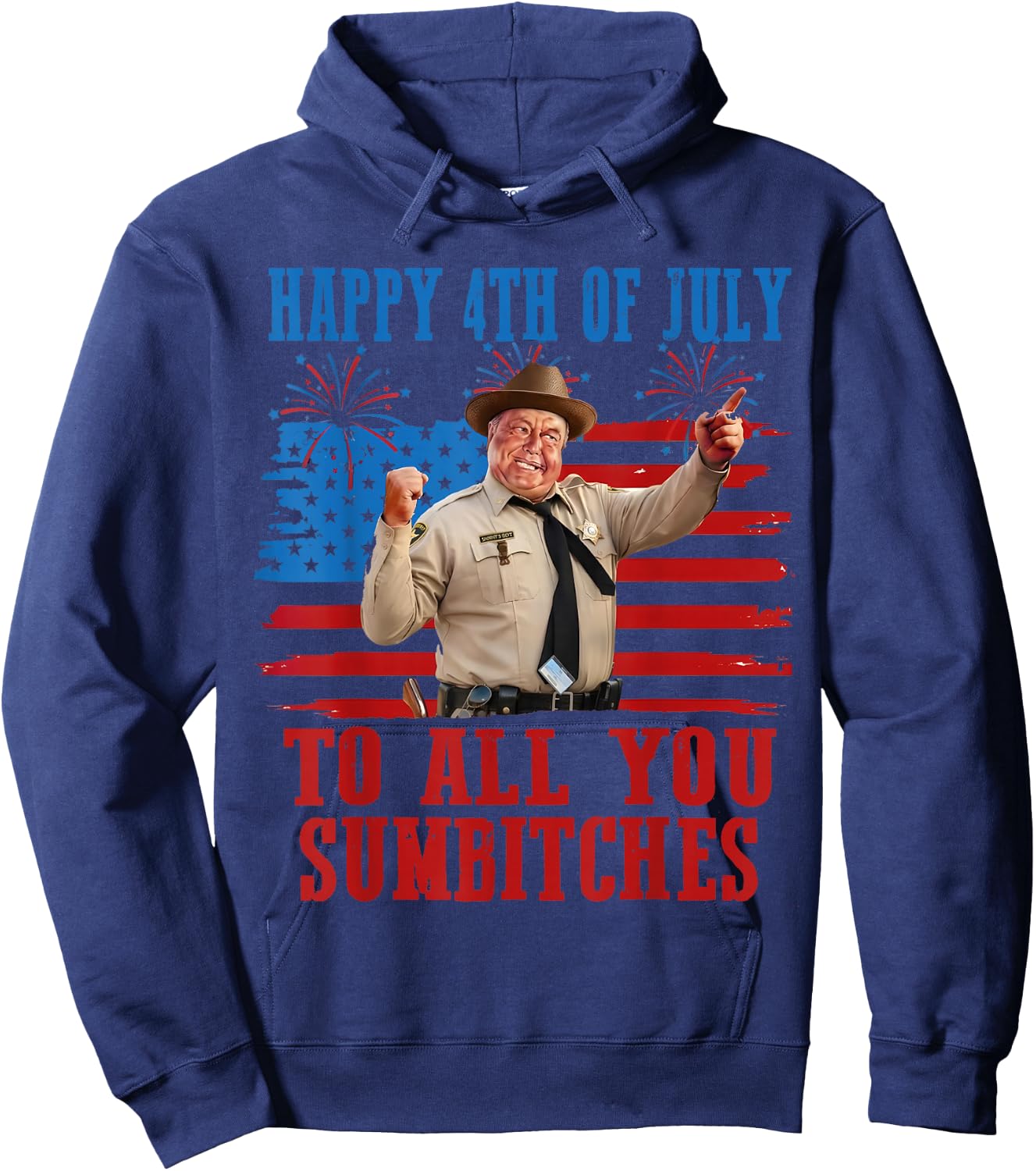 Retro Men Smokey Happy 4Th of July to All You Sumbitches Hoodie - Hoodie | Navy
