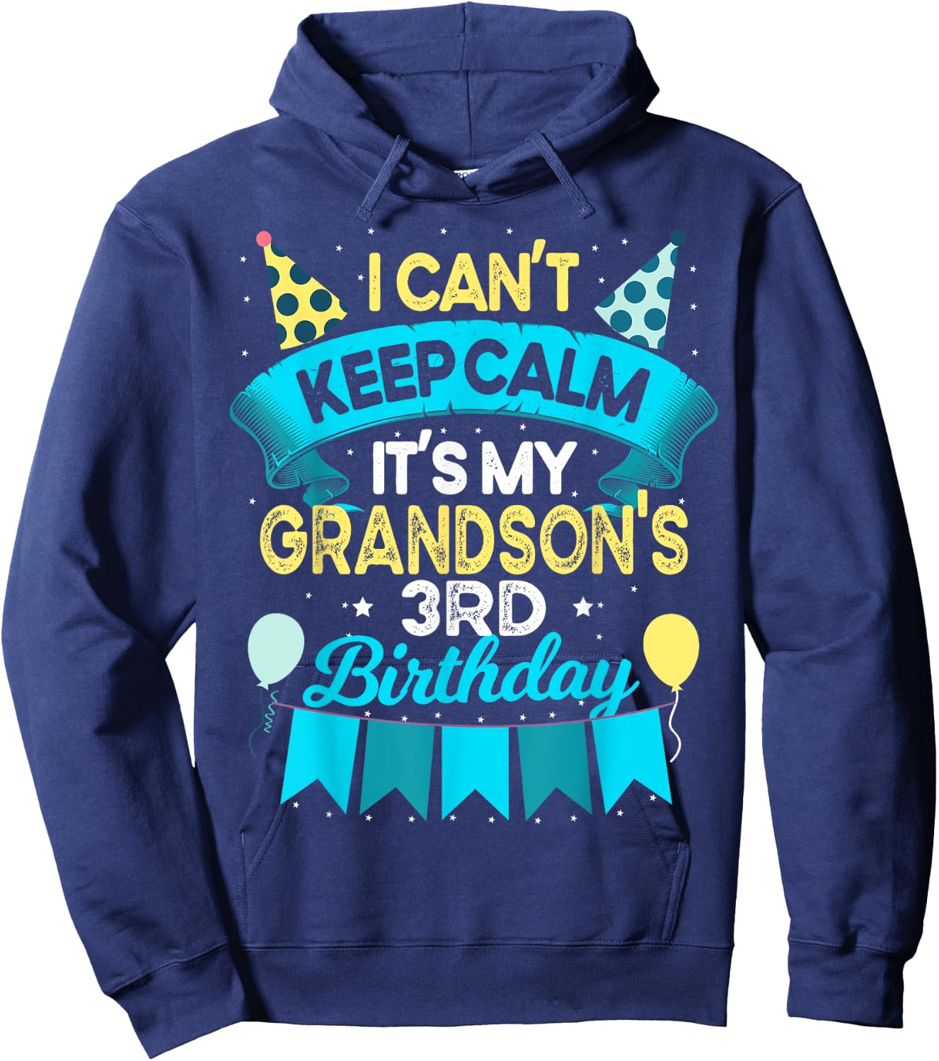 3 Years Old Grandson Gift It's My Grandson 3rd Birthday Hoodie - Hoodie | Navy