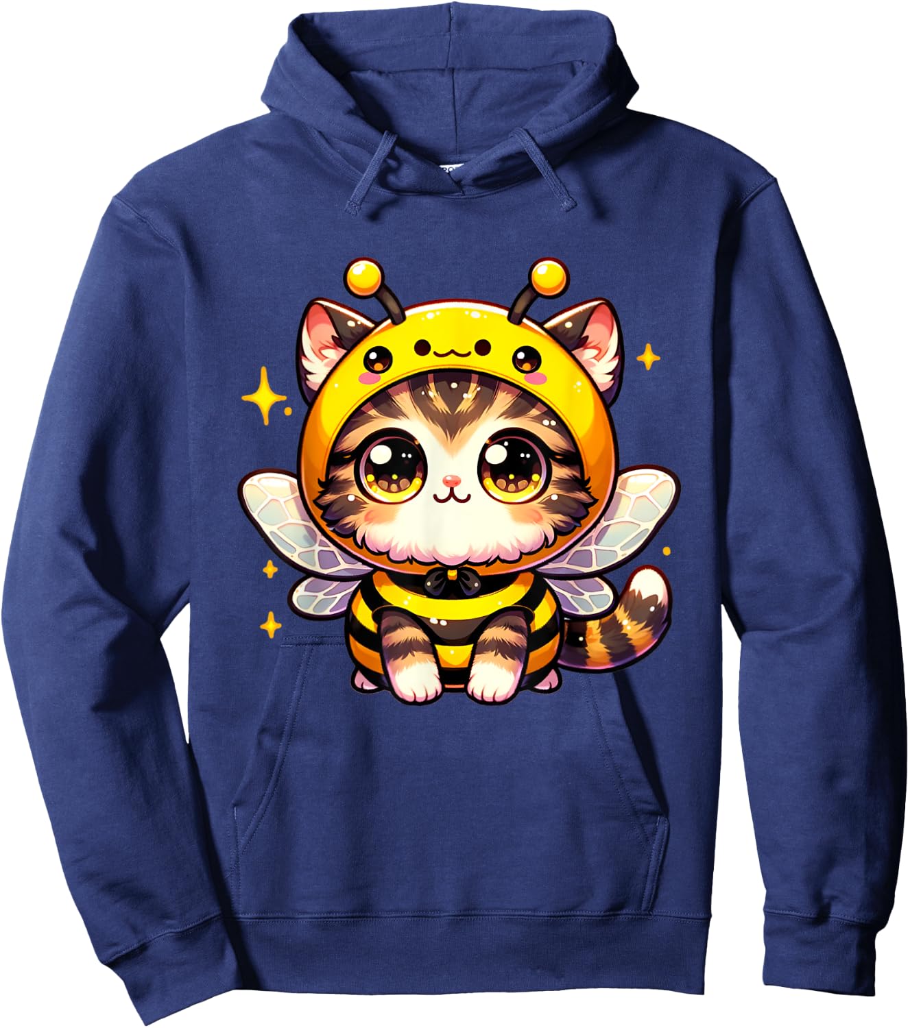 Cute kawaii cat in a bee costume halloween bee theme Hoodie - Hoodie | Navy