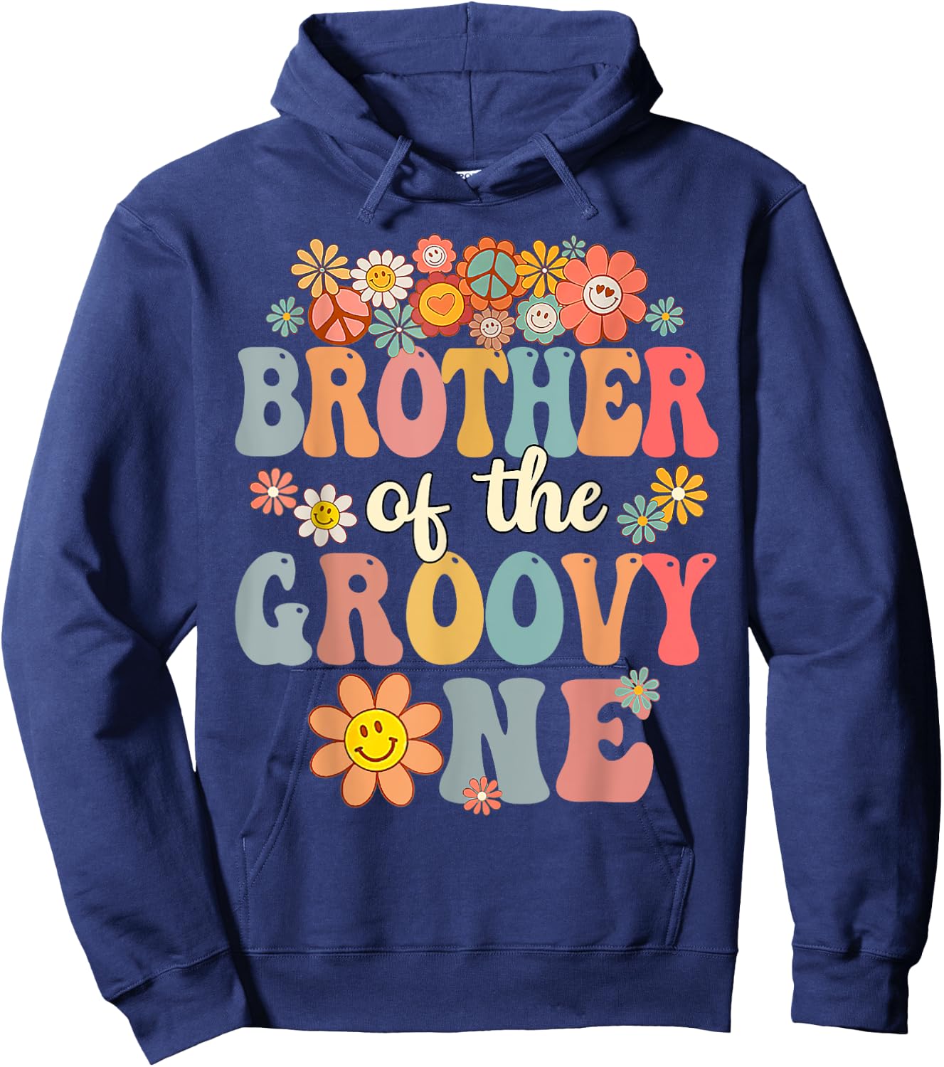 Brother of Groovy One Matching Family 1st Birthday Party Hoodie - Hoodie | Navy