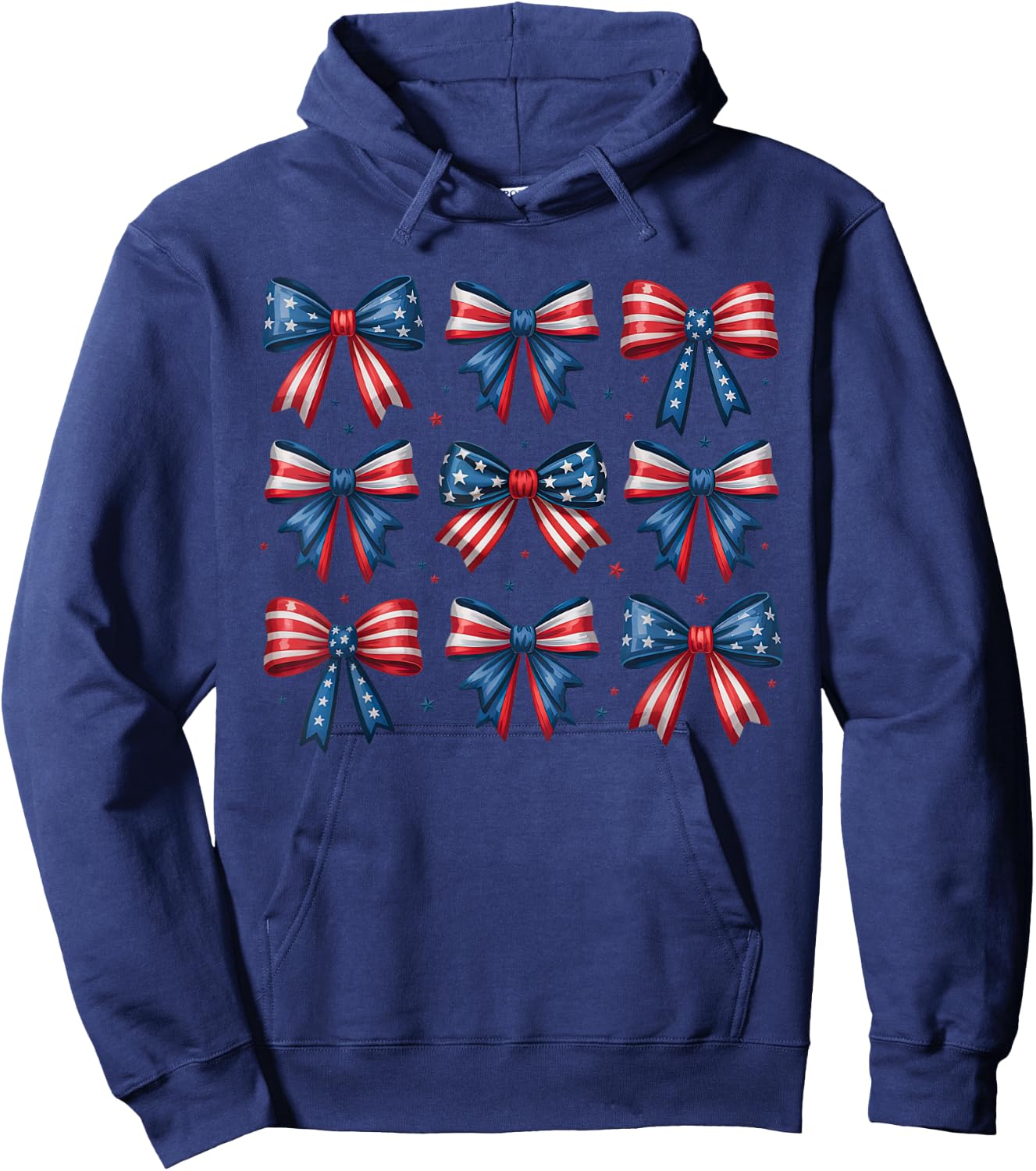 Patriotic Bow Coquette 4th Of July USA Red White And Blue Hoodie - Hoodie | Navy
