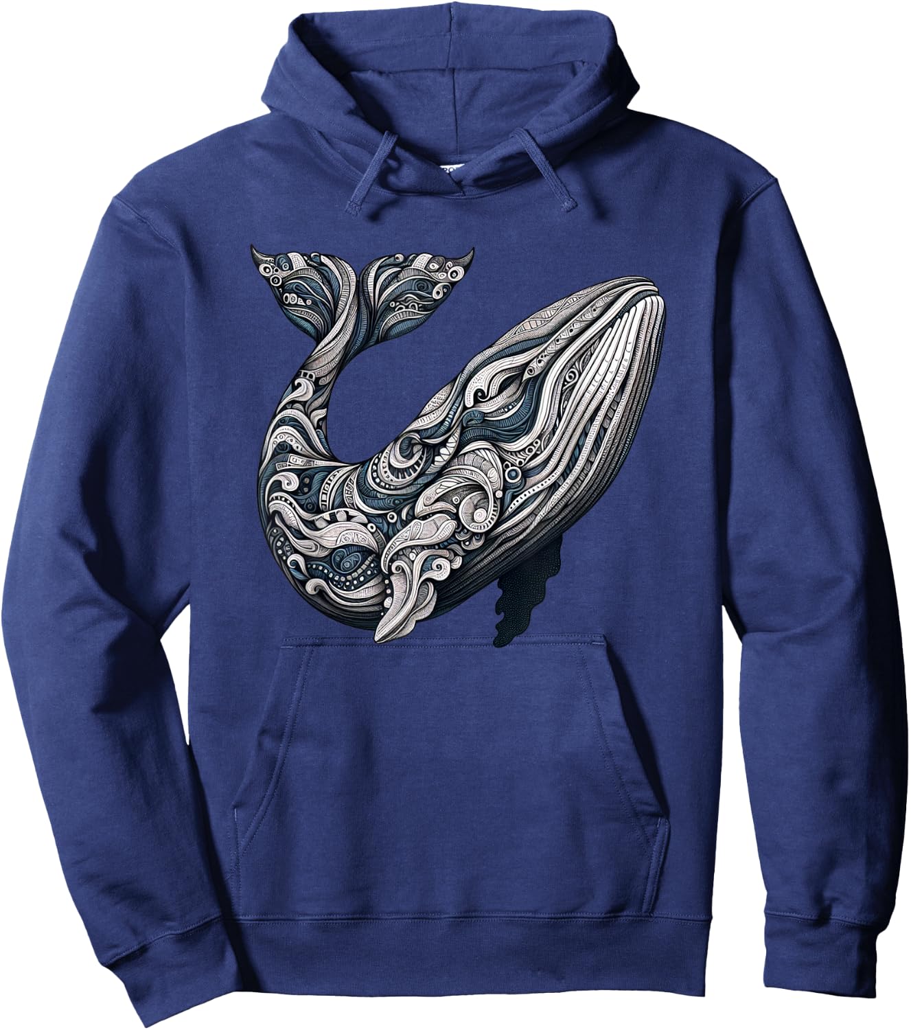 Humpback Whale Doodle | Artistic Ocean Lover Whale Hoodie - Hoodie | Navy