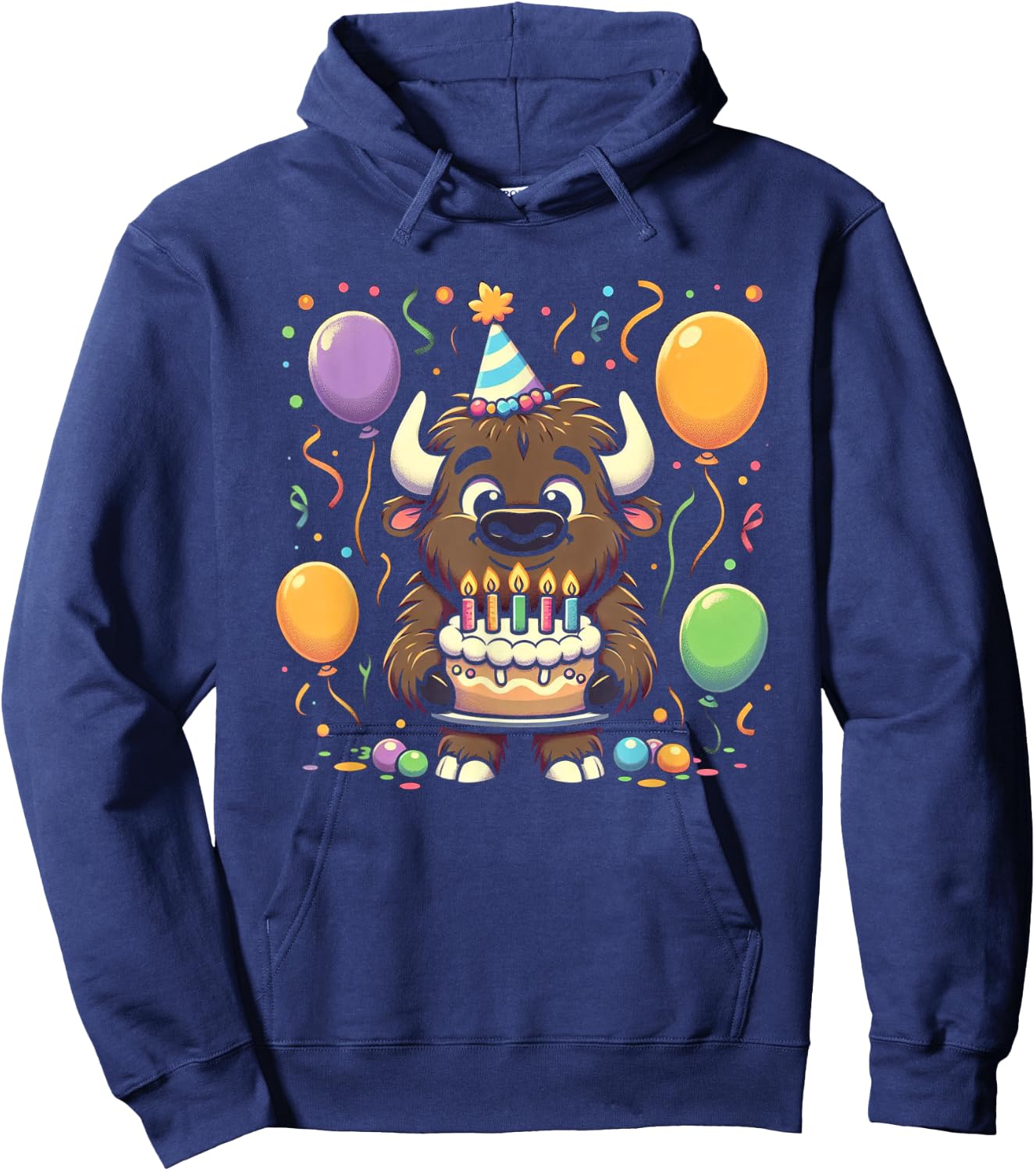 Bison Kids Birthday Party Boy Bday Girl Candles Hoodie - Hoodie | Navy