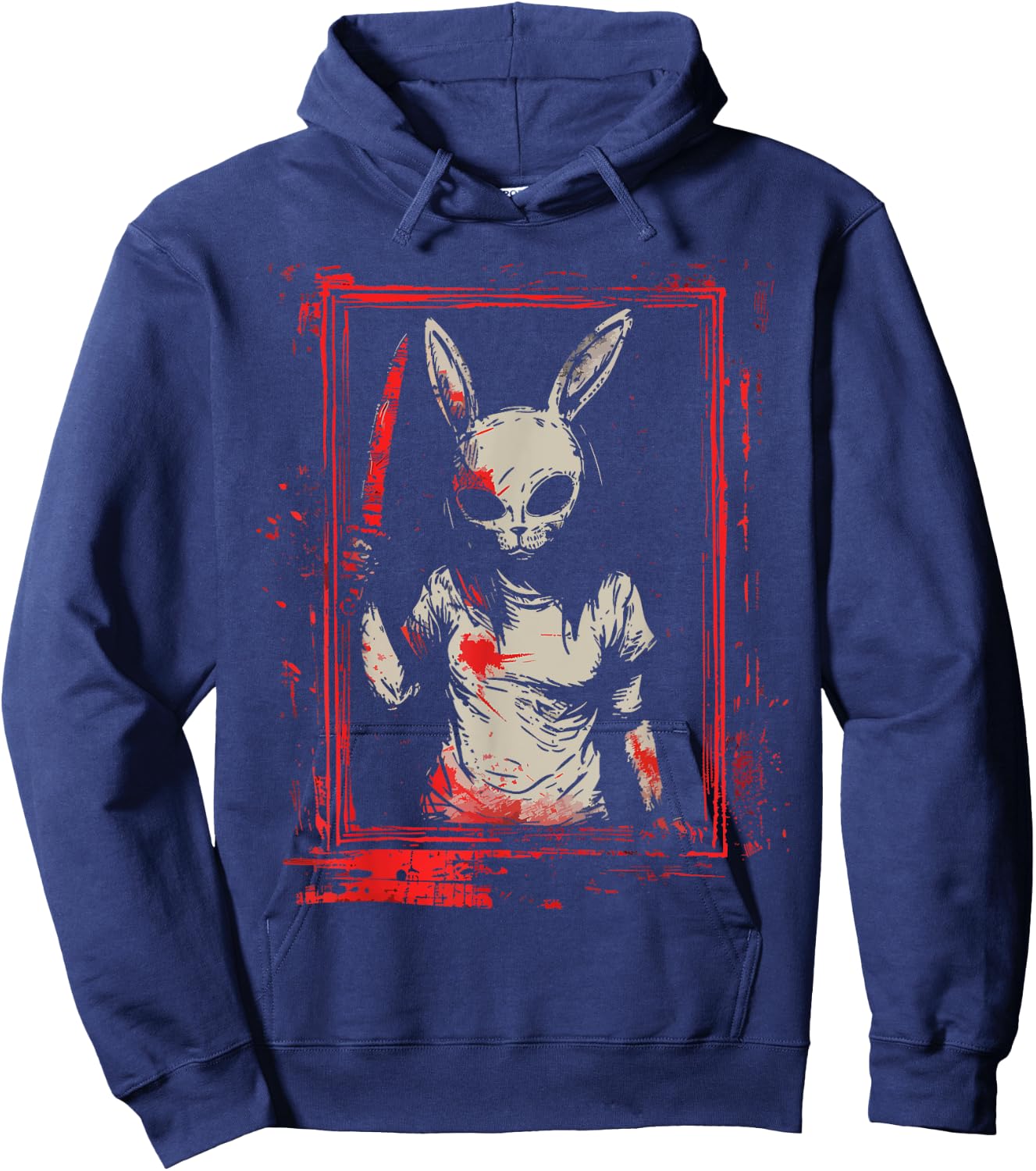 Horror Bunny Mask Girl Slasher Goth Creepy Scary Evil Rabbit Hoodie - Hoodie | Navy