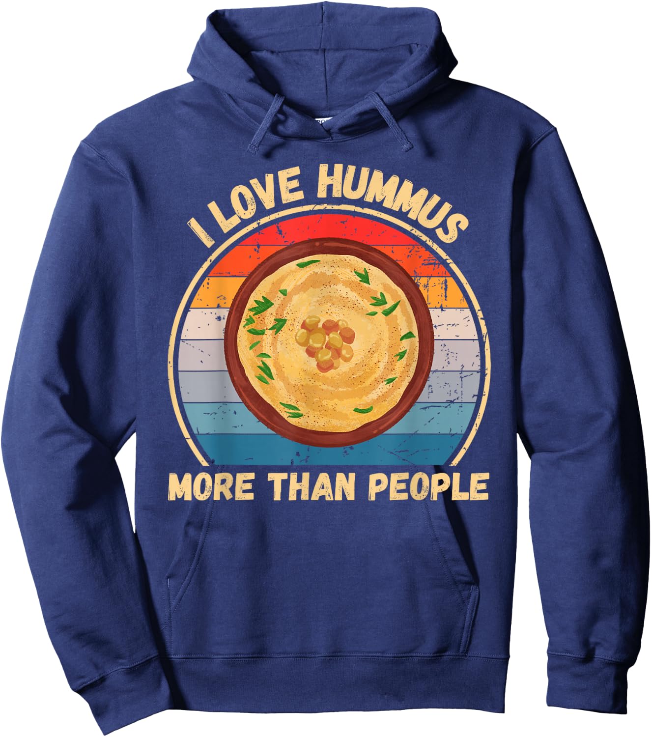 Vintage I Love Hummus More Than People Hummus Lover Hoodie - Hoodie | Navy