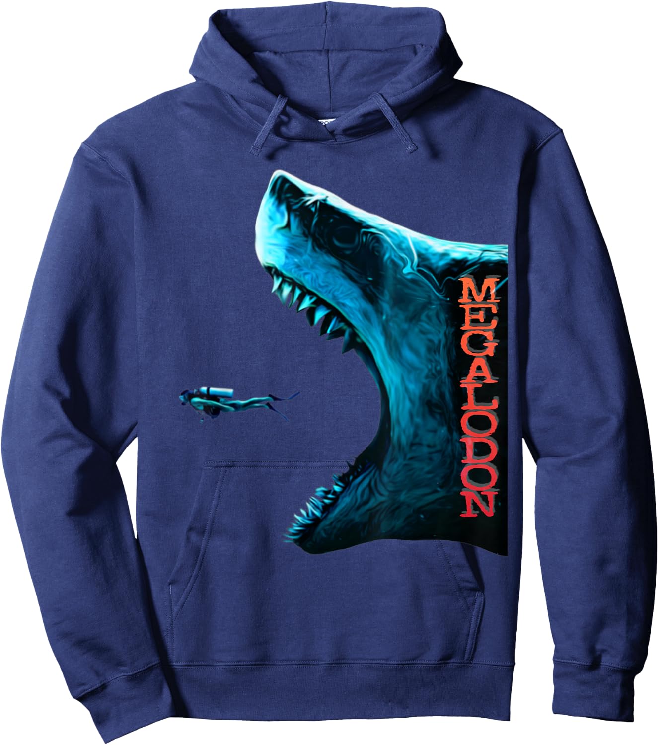 Megalodon Primeval Shark Dorsal Fin Teeth Ocean Predator Hoodie - Hoodie | Navy
