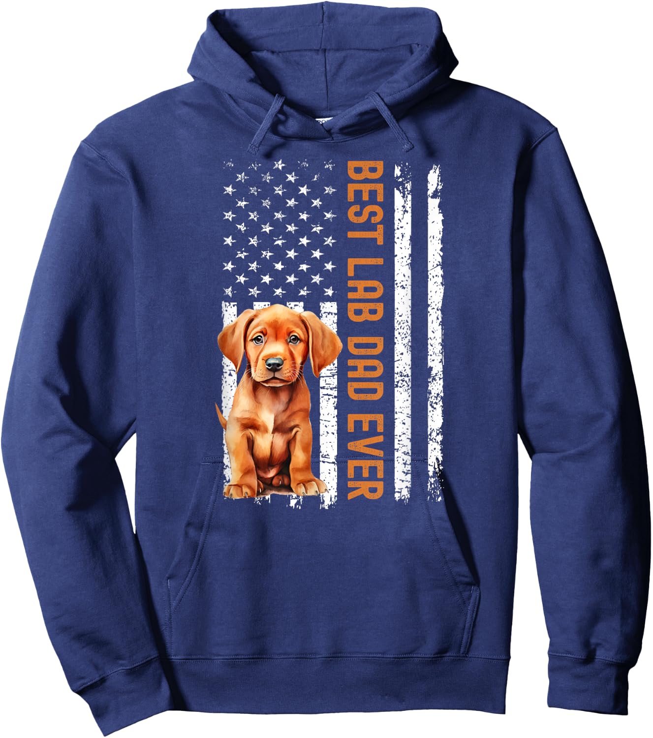 Best Fox Red Lab Dad Ever Labrador Matching Parents Flag Hoodie - Hoodie | Navy