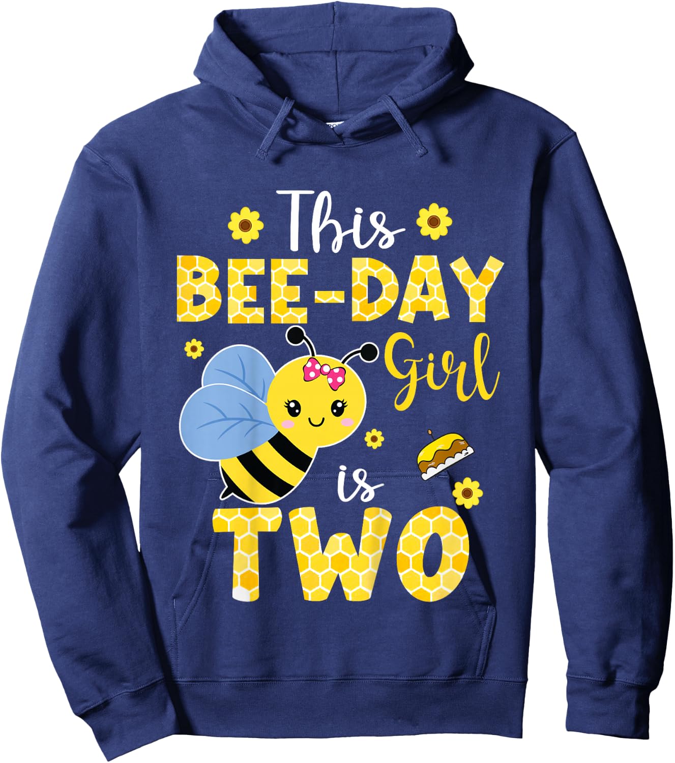 This Bee-Day Girl Is Two 2 Years Old 2nd Birthday Kids Hoodie - Hoodie | Navy