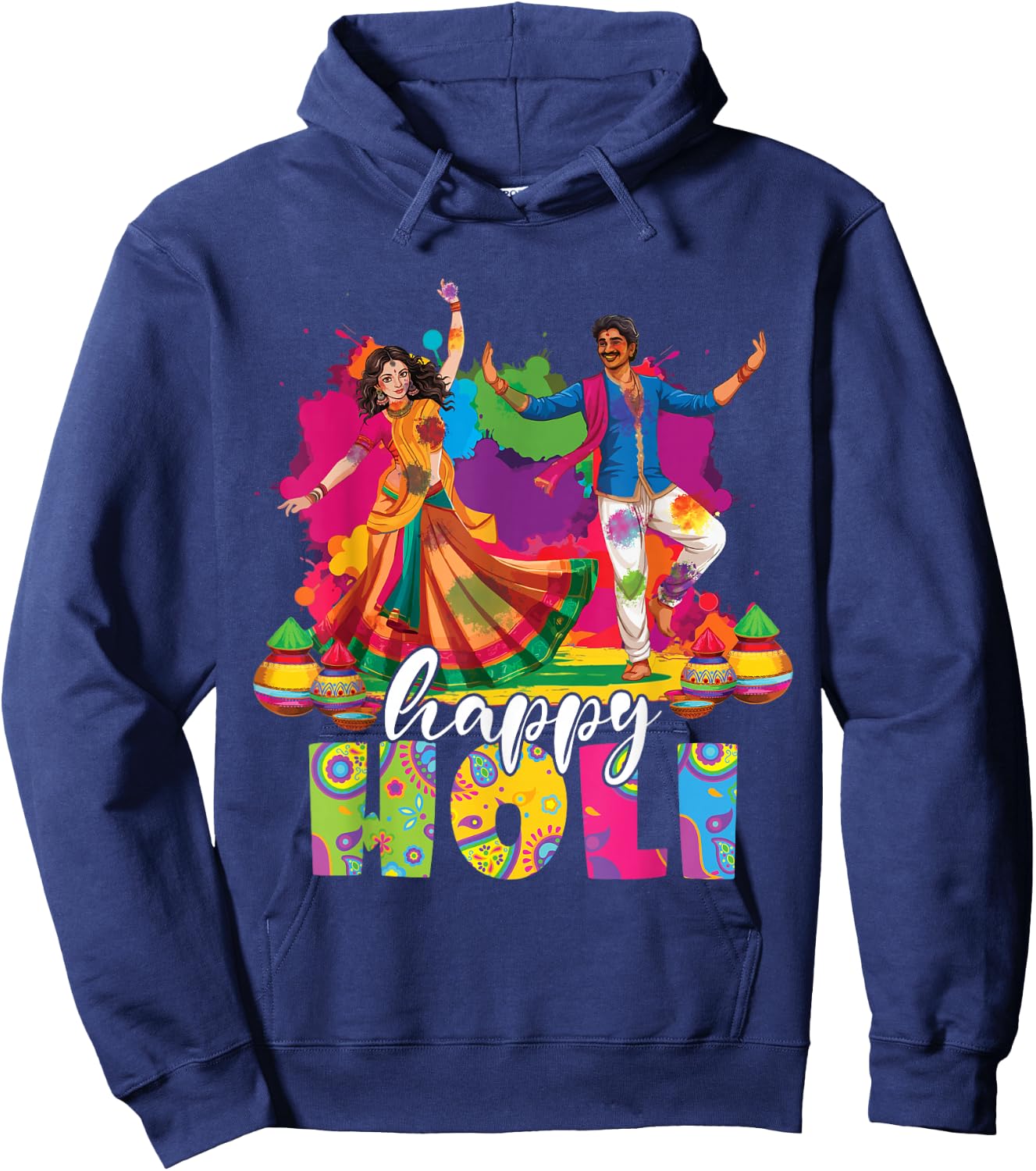 Happy Holi Indian Dancing Spring Holi Festival Of Colors Hoodie - Hoodie | Navy
