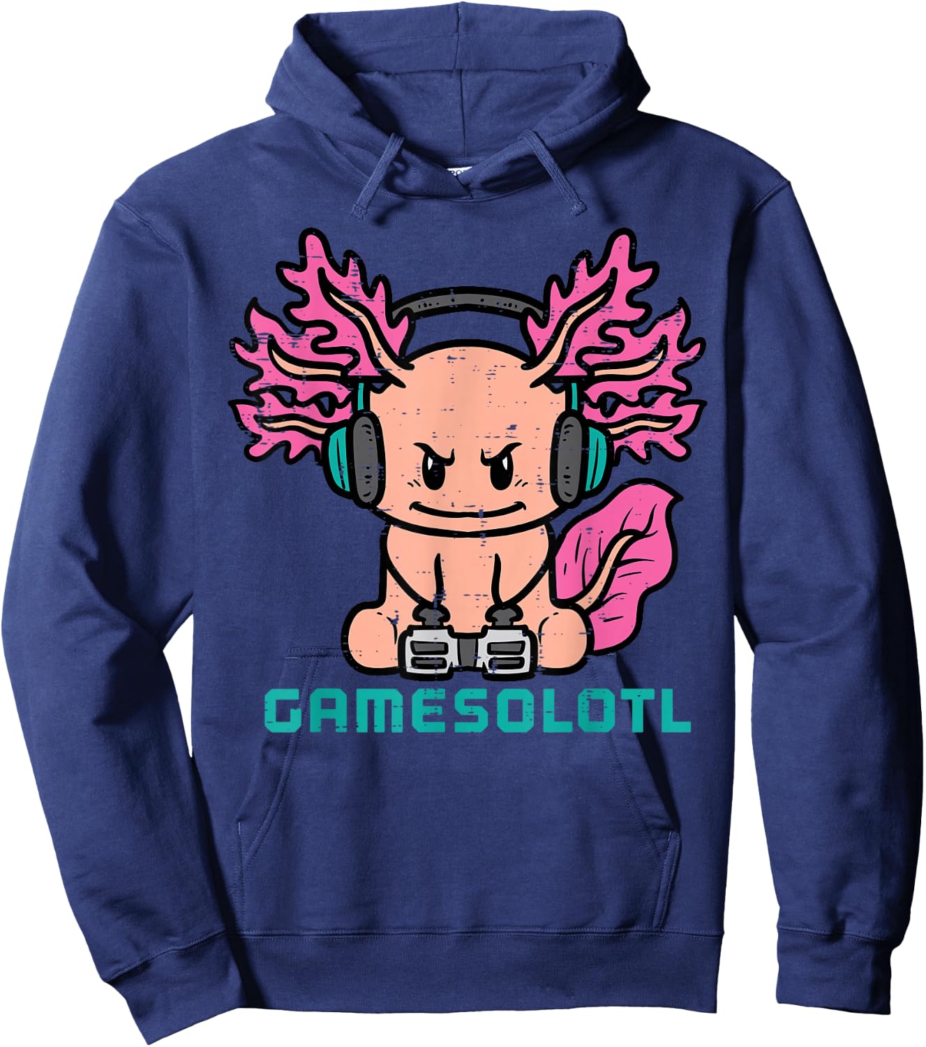 Gaming Axolotl Gamesolotl Funny Gamer Men Boys Kids Teens Hoodie - Hoodie | Navy