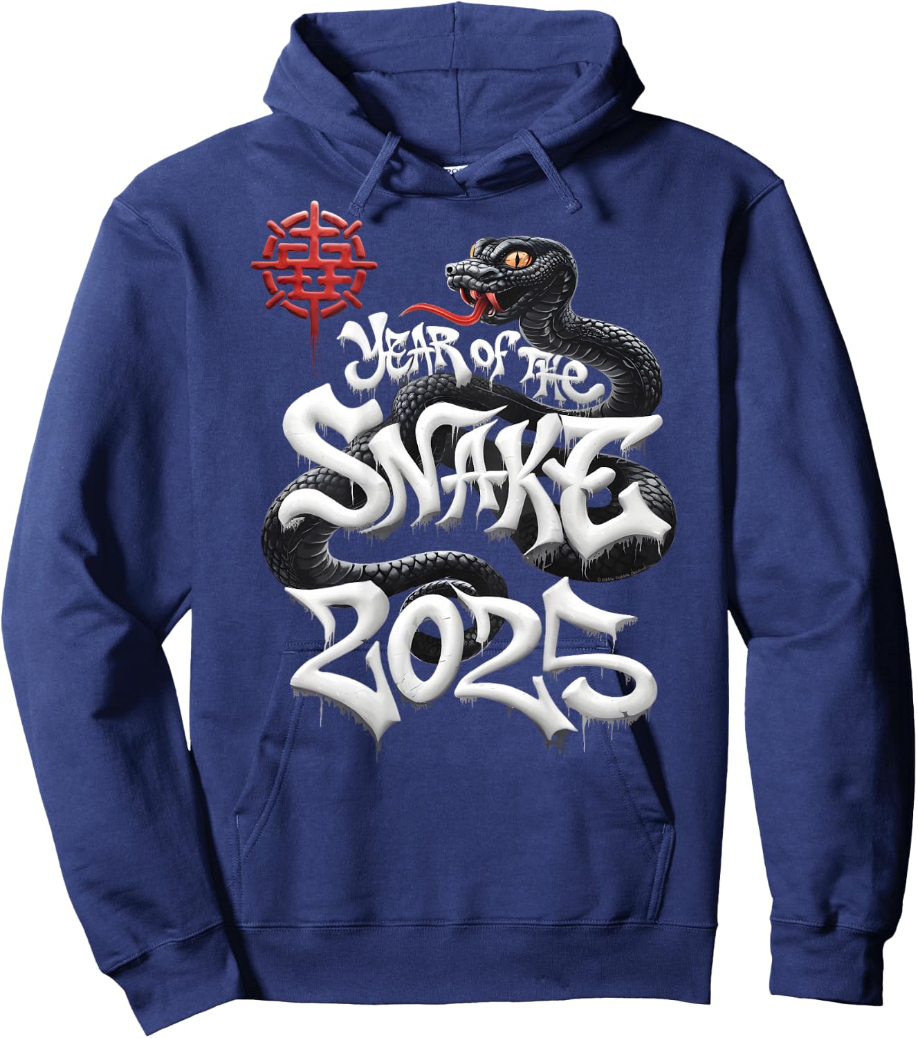 On Back | Year Of The Snake 2025 Lunar and Chinese New Year Hoodie - Hoodie | Navy